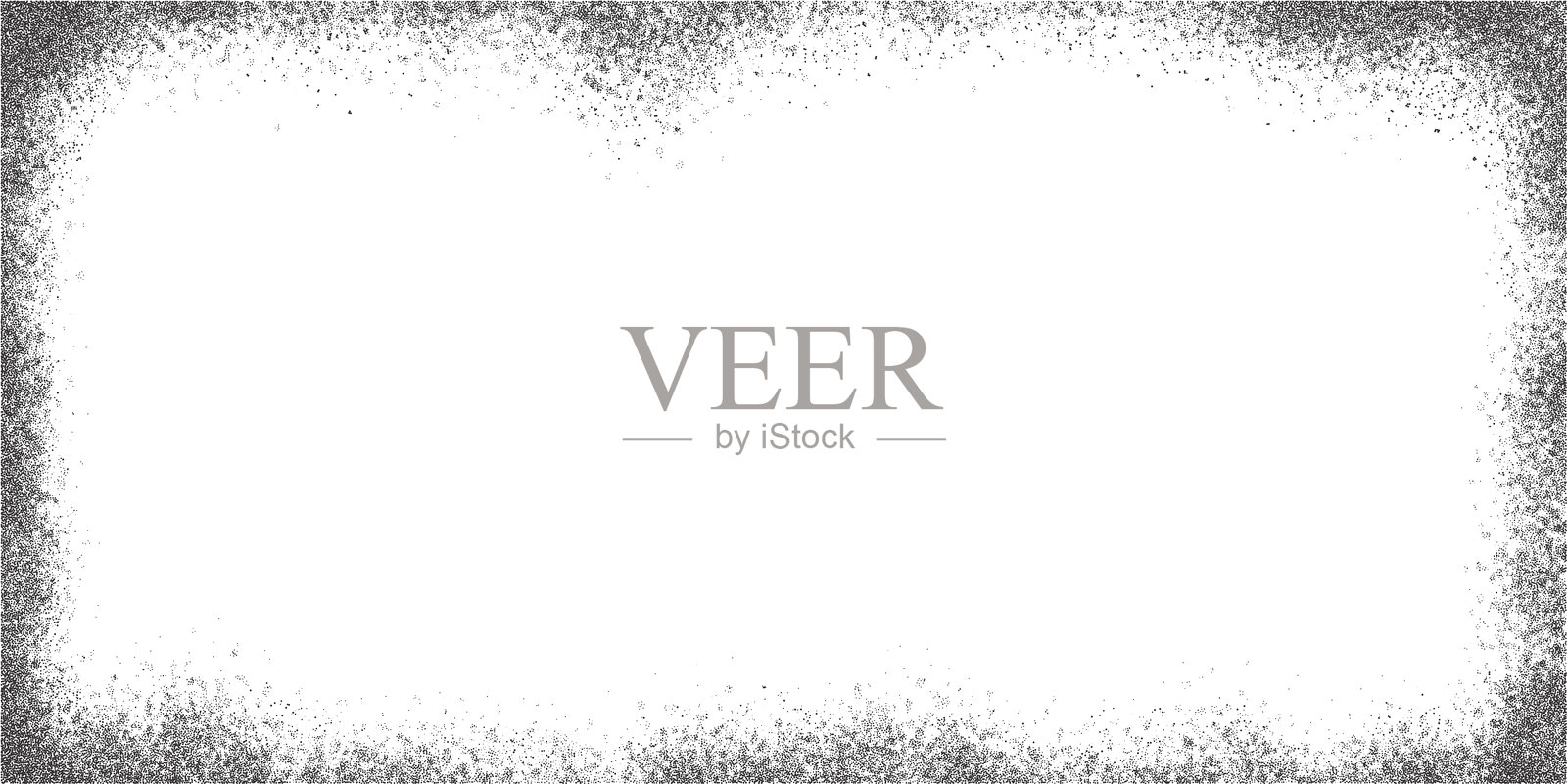 点状磨损框架。边缘纹理边界。带有雪花效果的颗粒矢量背景。纸张褪色噪声渐变模板。带有点状渐变的沙子磨损设计。插画图片素材