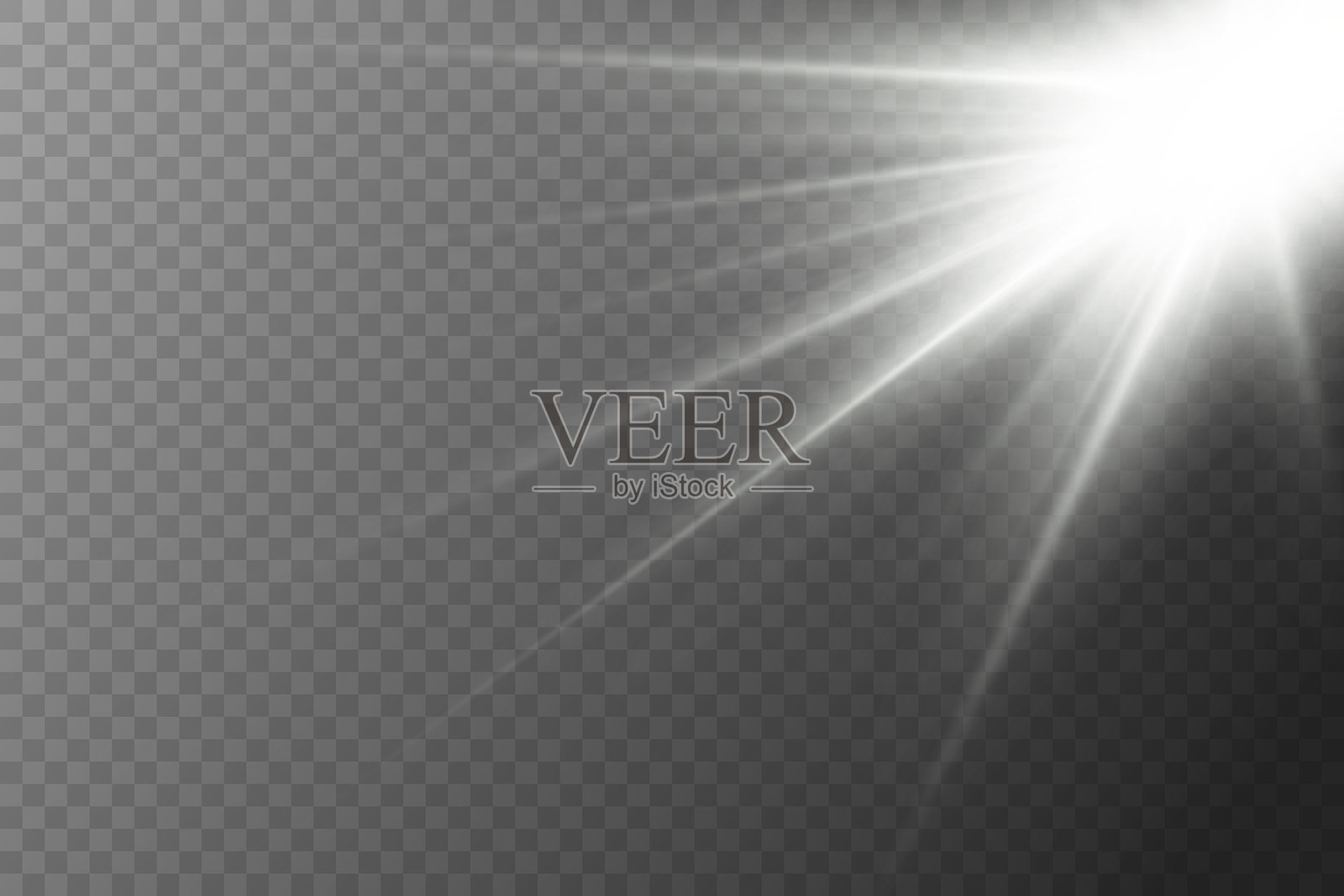 白色光线，明亮星星的闪光。透明背景。插画图片素材