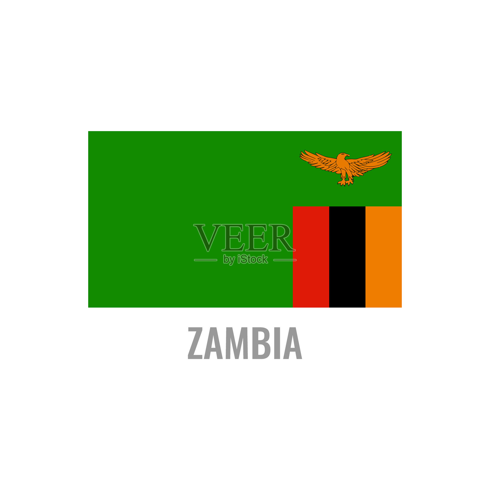 赞比亚国旗图标。国家标志。矩形形状。矢量图像。插画图片素材