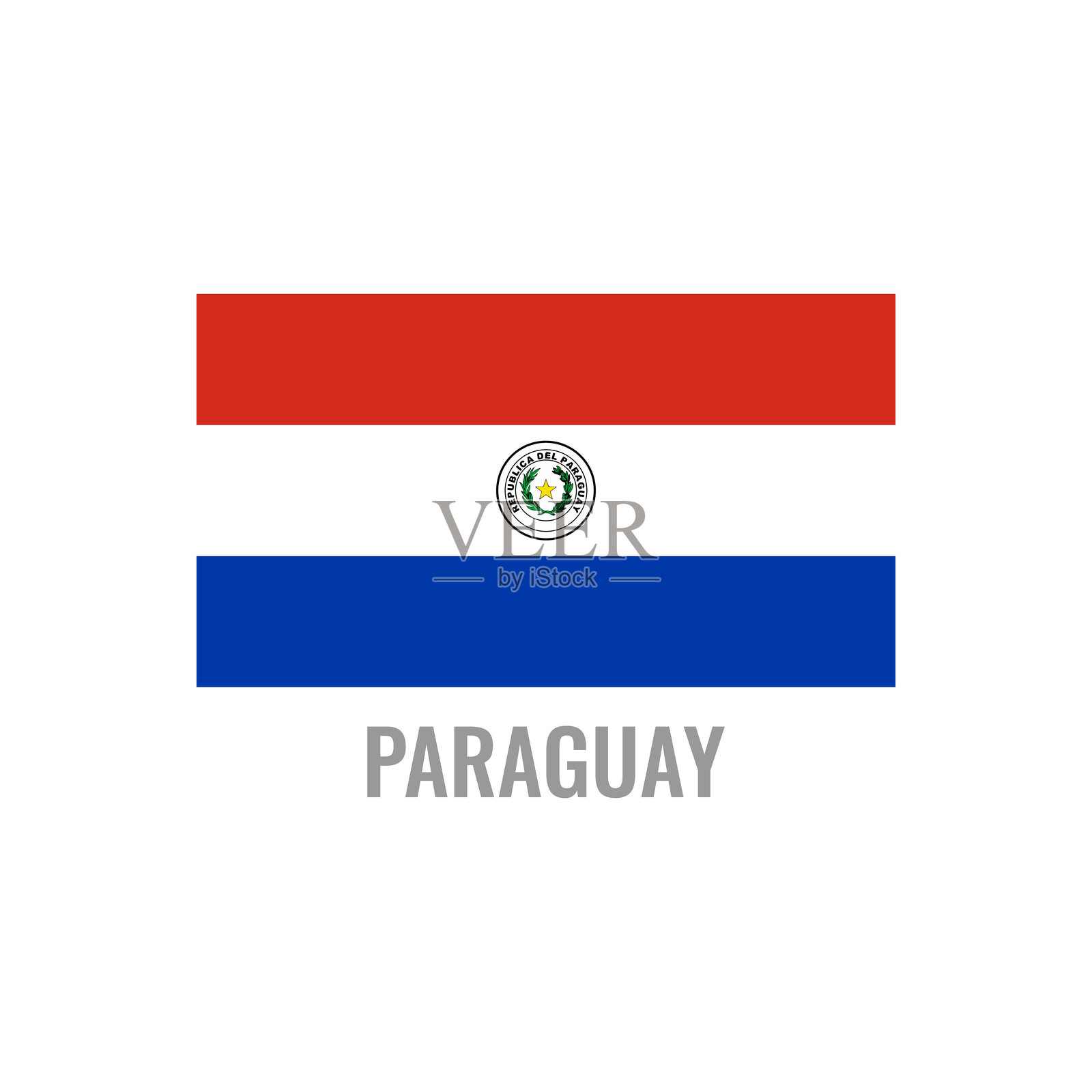 巴拉圭国旗图标。国家标志。矩形形状。矢量图像。插画图片素材