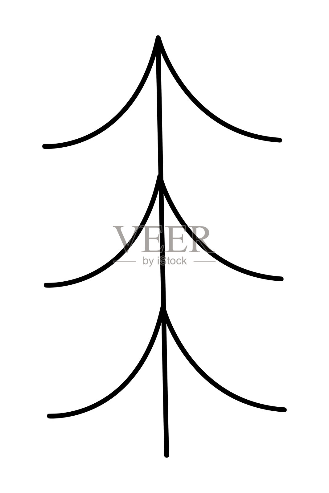 用线条绘制的圣诞树。黑白涂鸦剪贴画插图。插画图片素材