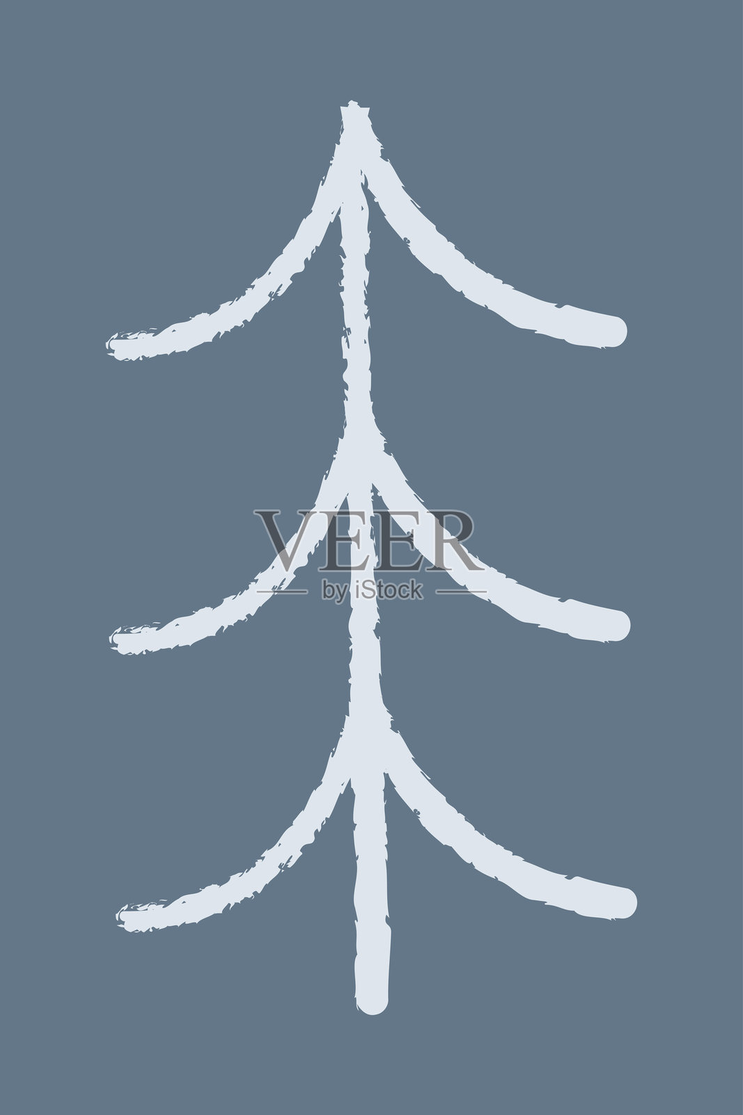 彩色线条构成的圣诞树。涂鸦风格的剪贴画插图。插画图片素材