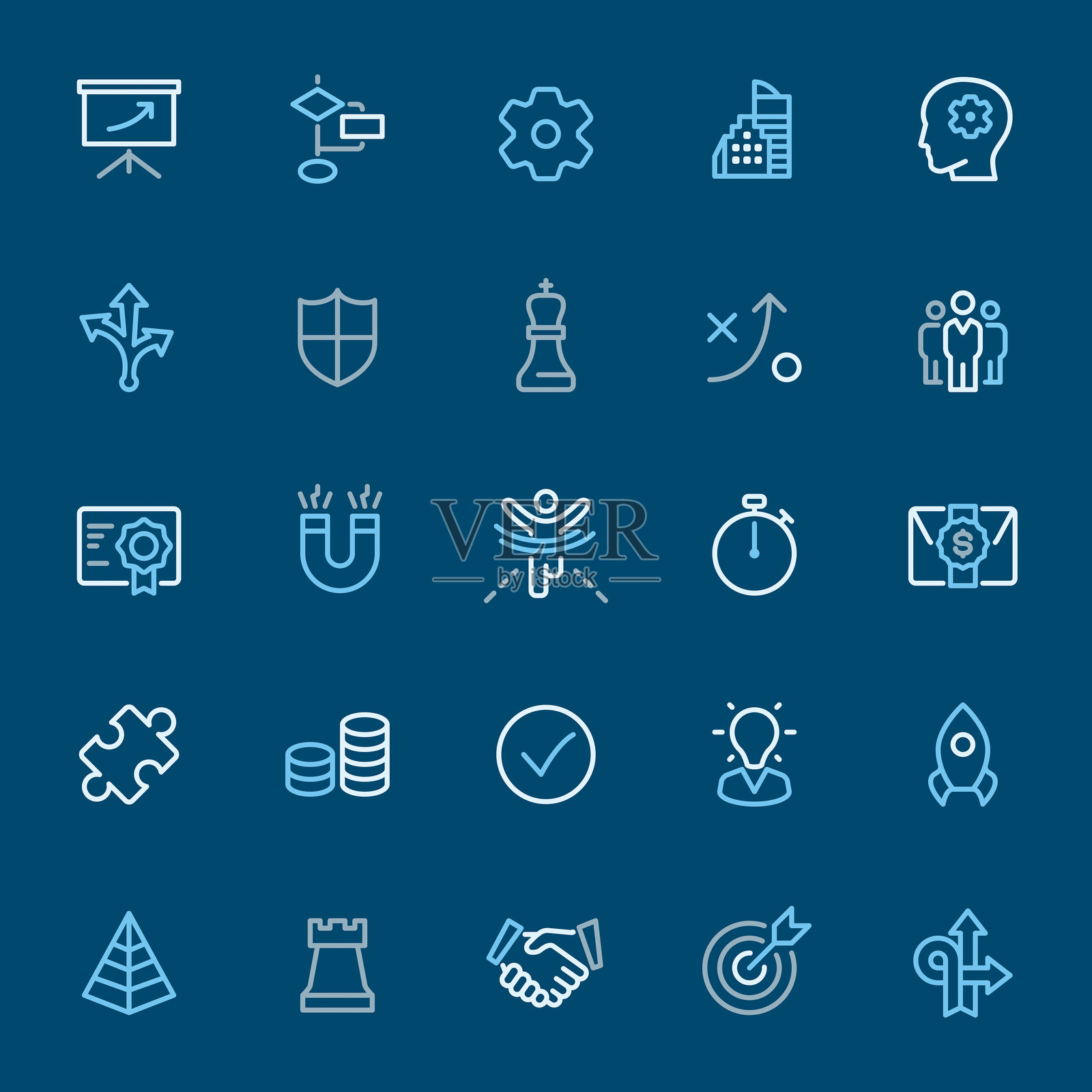 商业策略-彩色轮廓图标图标素材