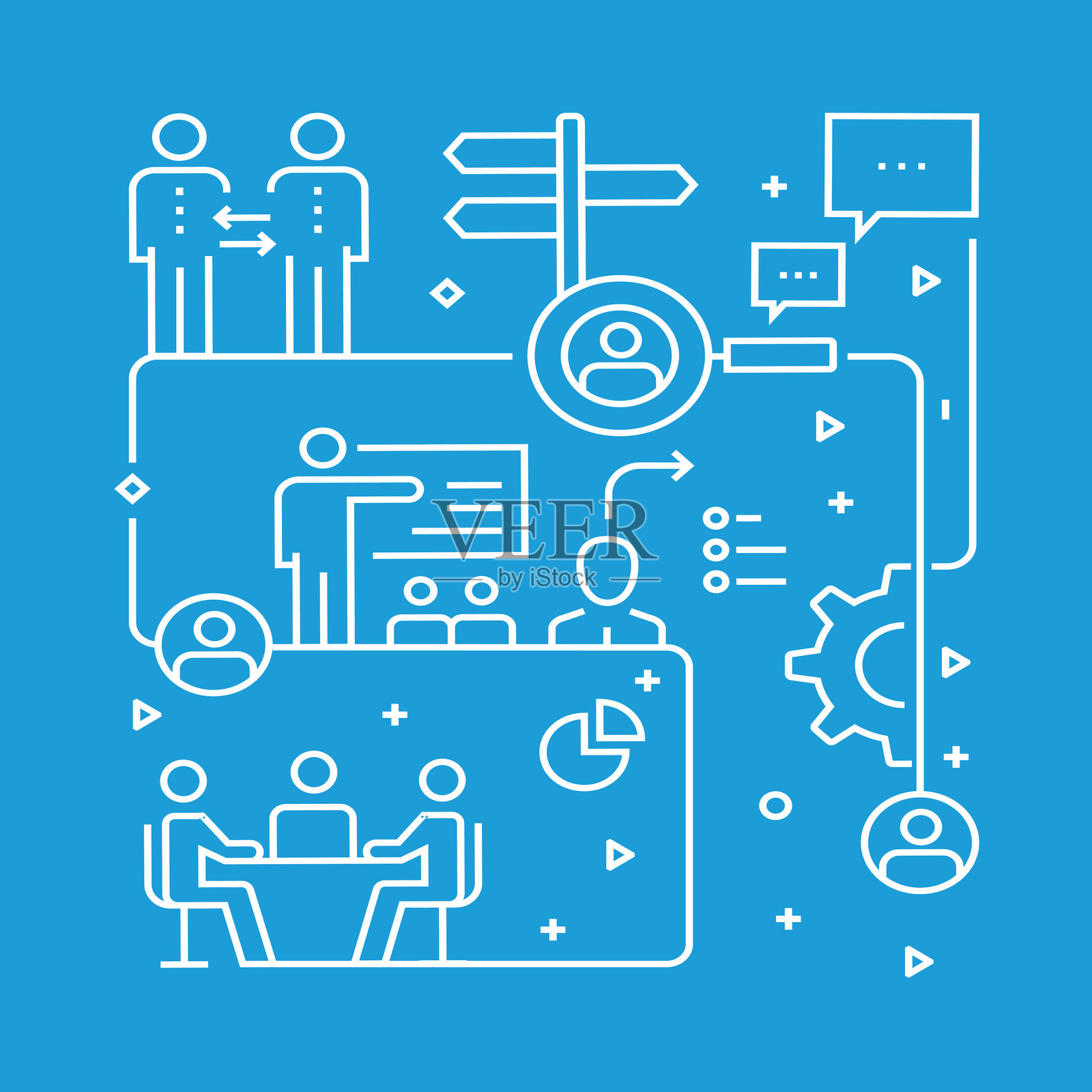 业务人员概念设计模板。大纲抽象的象征插画图片素材