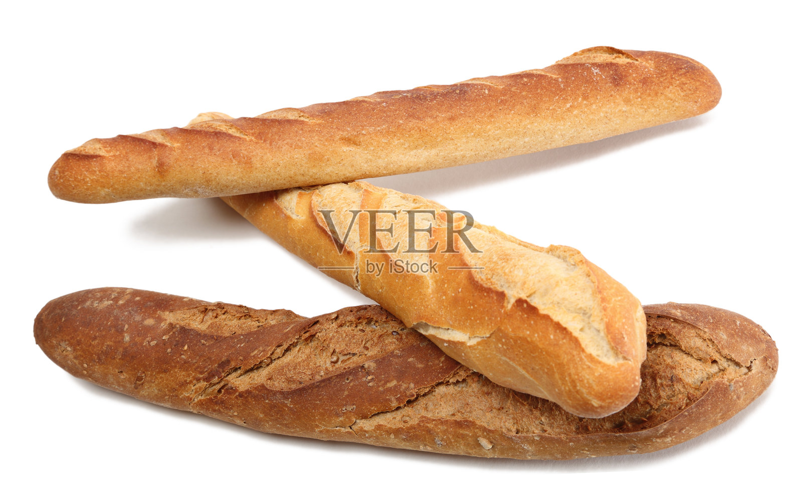 白色背景下的法棍特写照片摄影图片