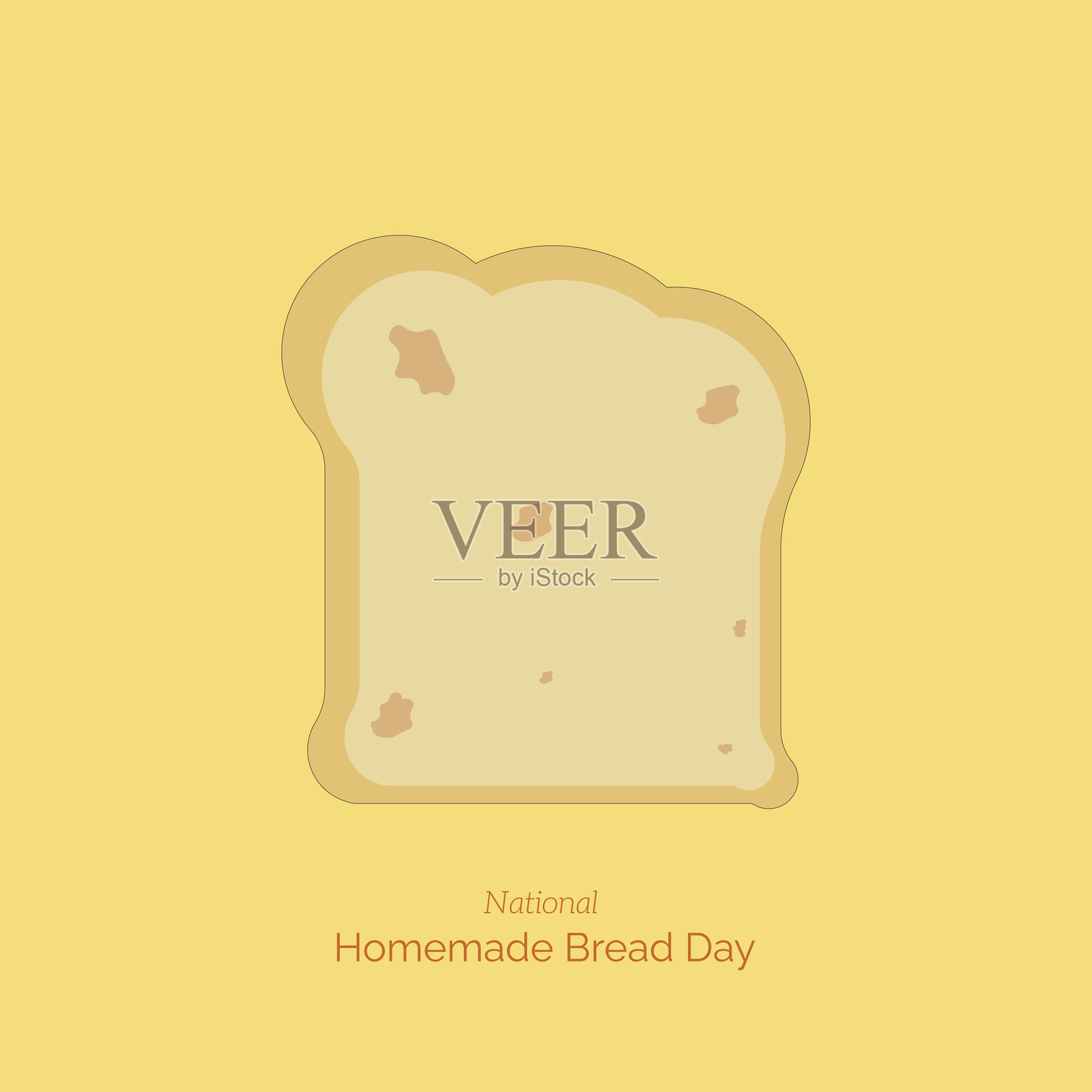 国家自制面包日矢量插图，自制面包切片，棕色面包。插画图片素材