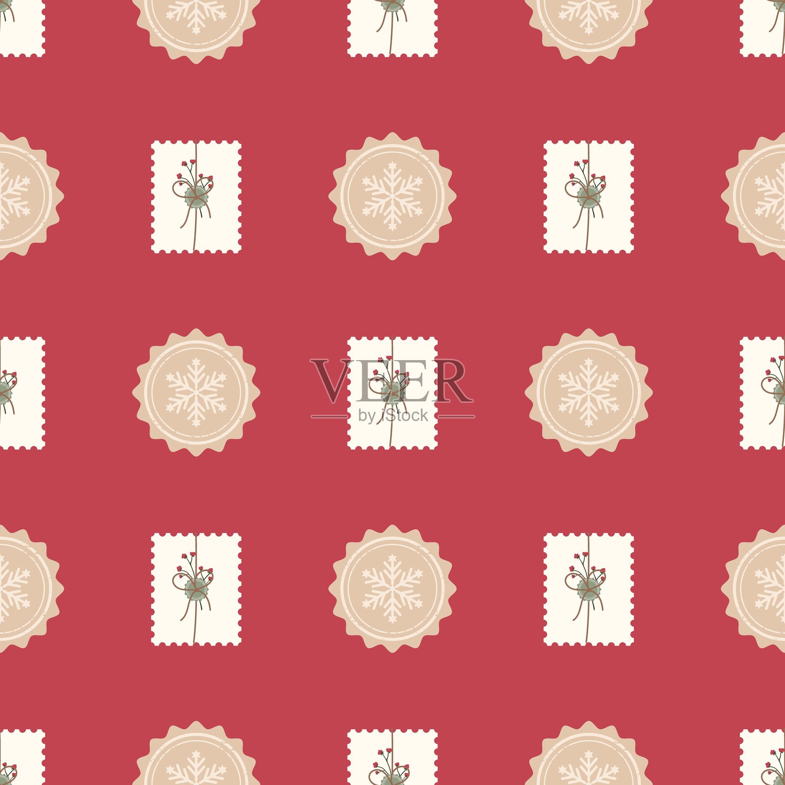 邮件信封信件无缝图案。明信片工艺纸信件和邮件信封。插画图片素材