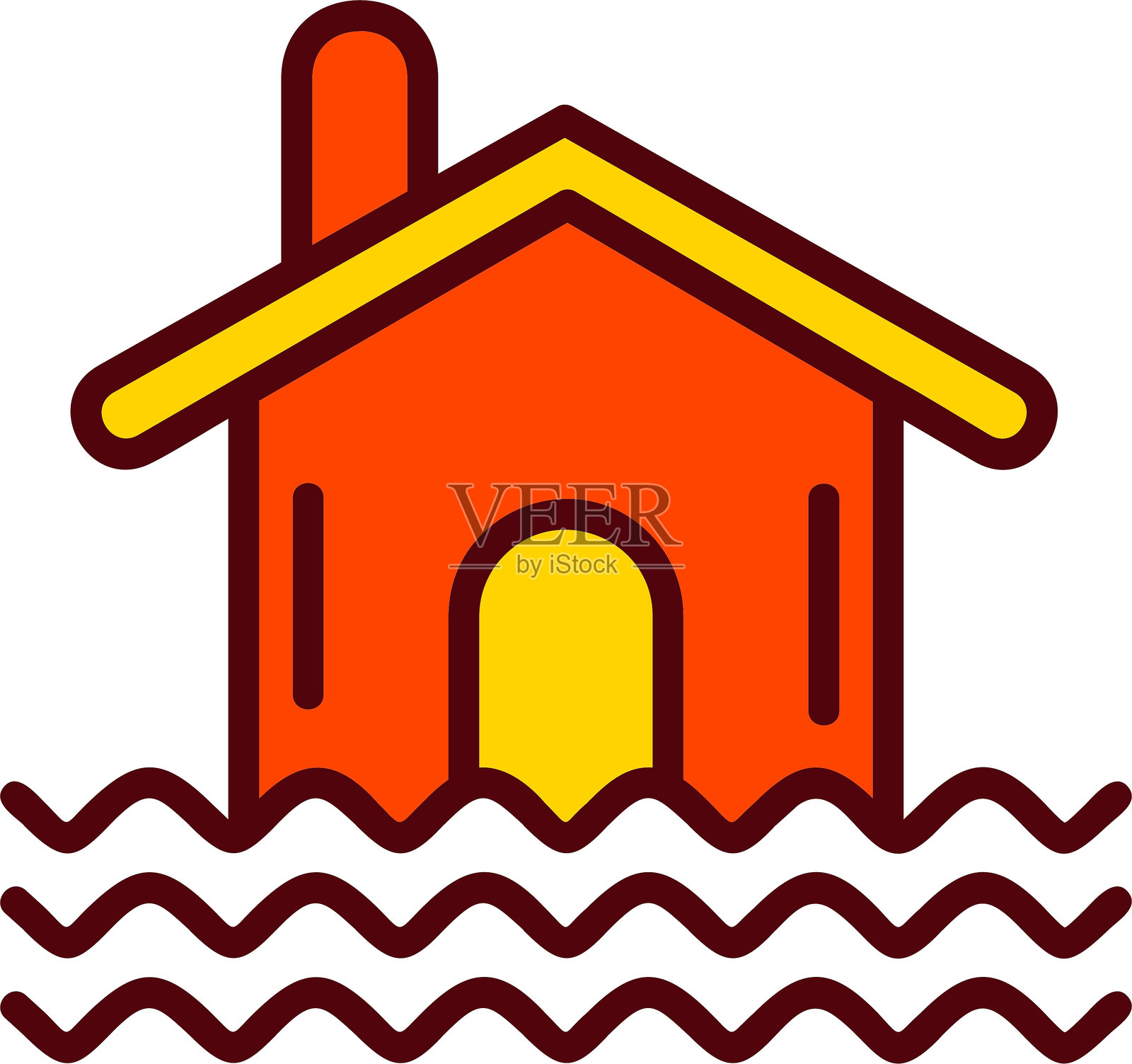 淹水房屋矢量图标设计插画图片素材