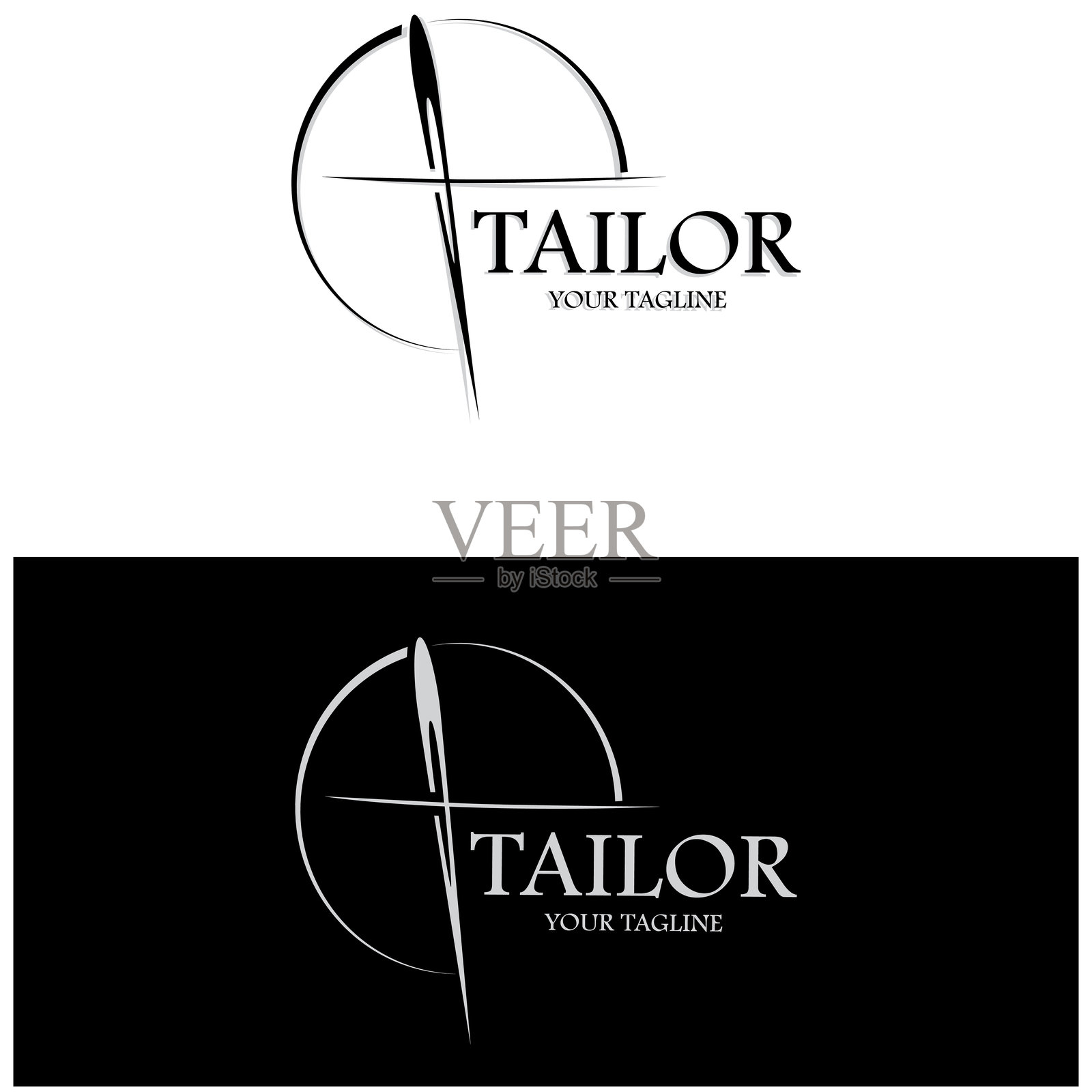 服装产品设计的裁缝标志图标插图模板，结合了衣物、线和缝纫机的按钮，适用于服装公司和时尚行业的矢量形式。插画图片素材