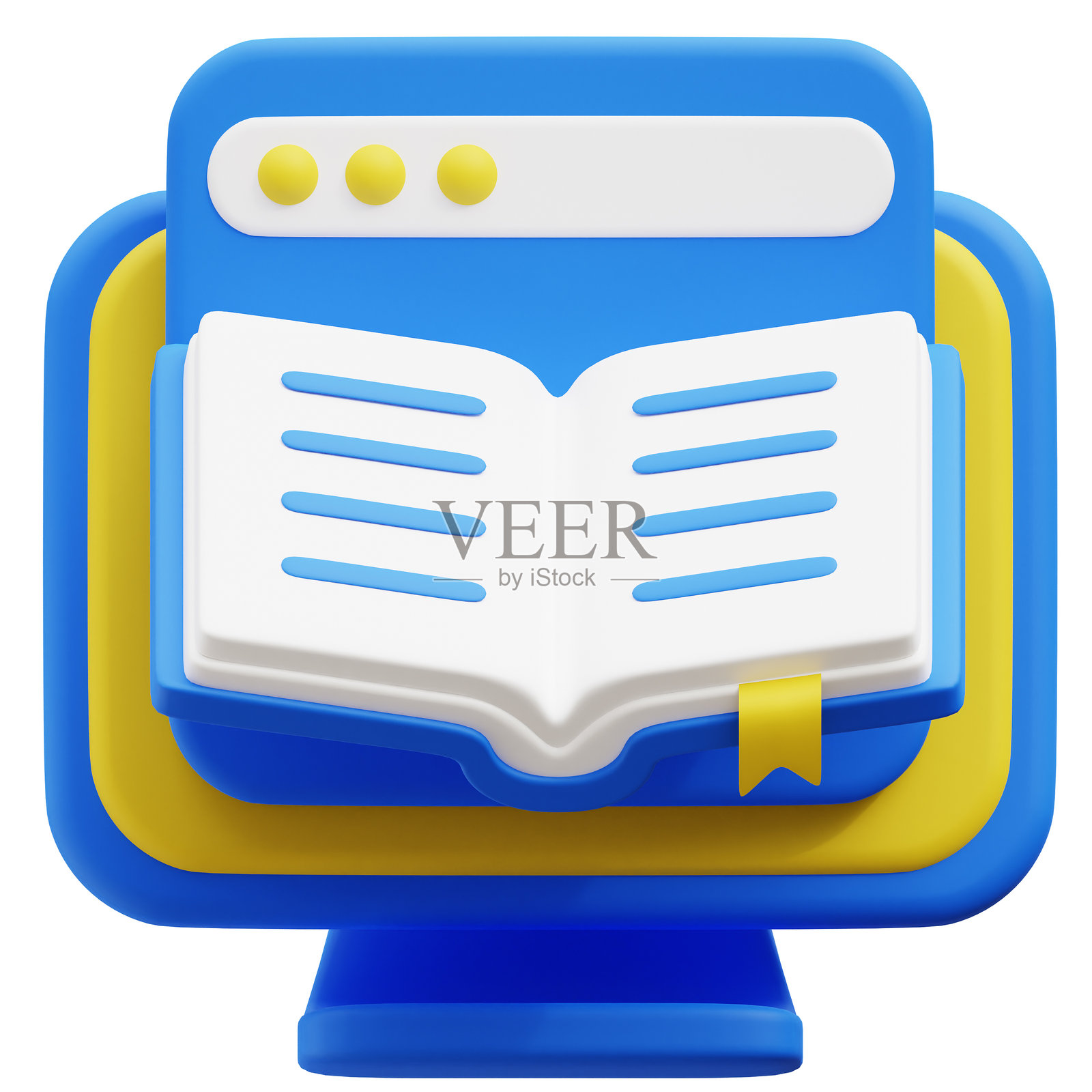 在线图书馆3D图标插图。照片摄影图片