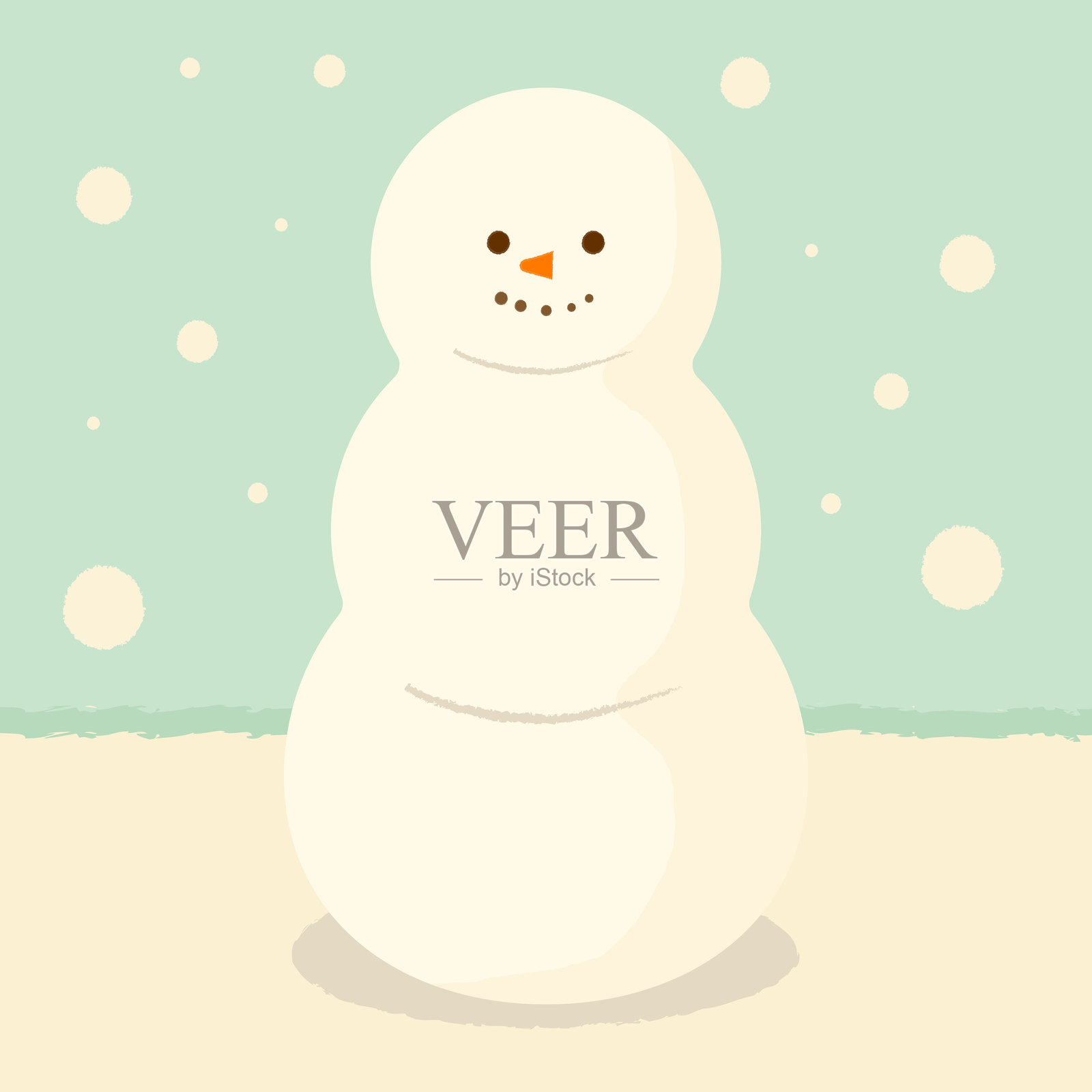 可爱的雪人角色，雪、圣诞节和冬季主题插画图片素材