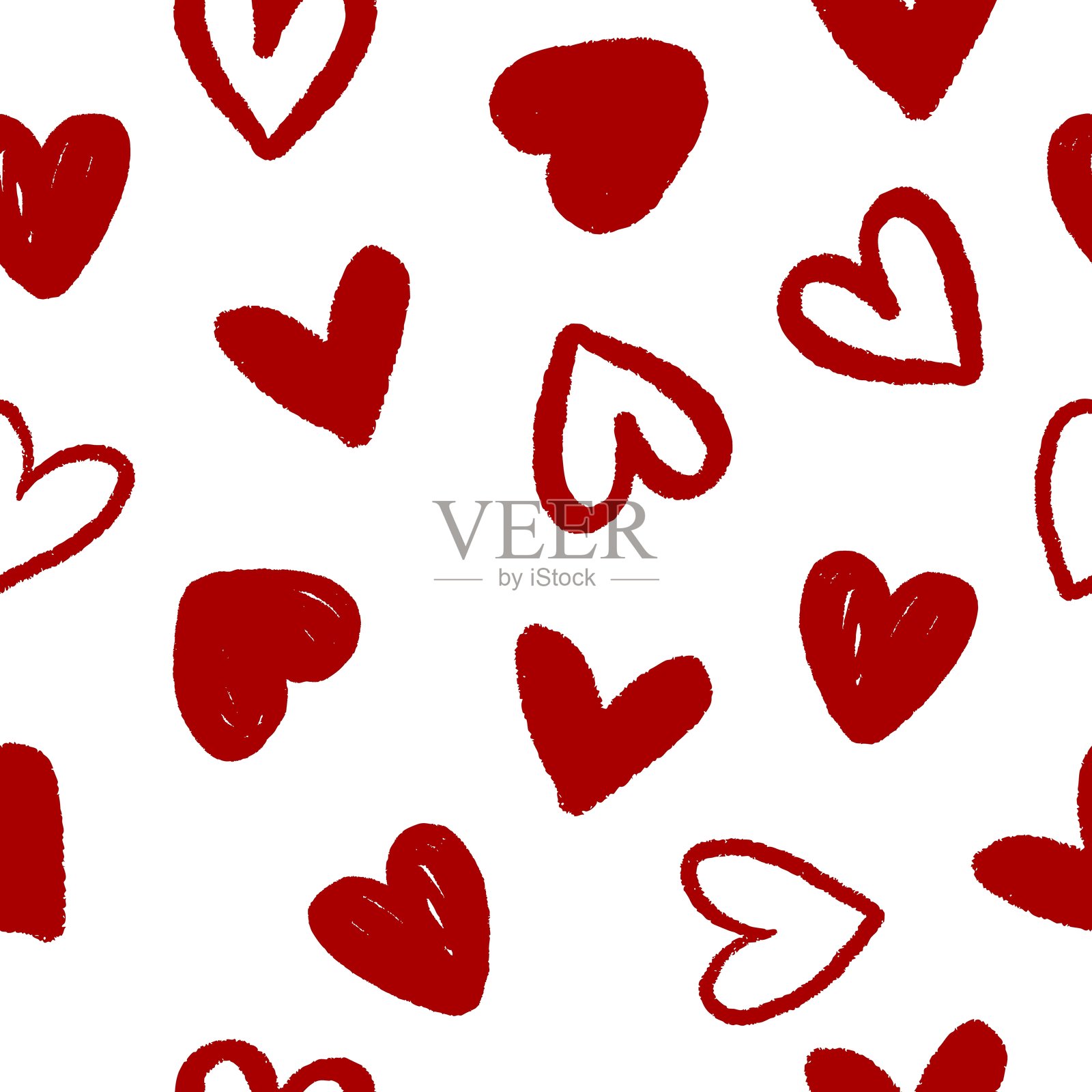 红色心形手绘矢量涂鸦浪漫图标插画图片素材