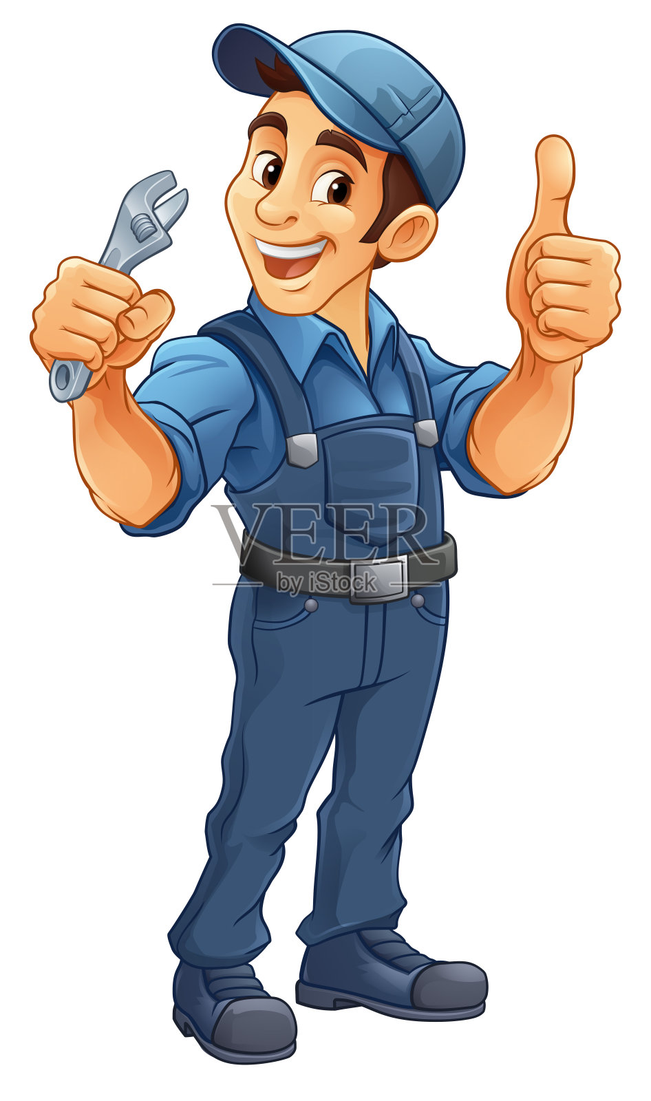 机械师 水管工 卡通 扳手 工匠插画图片素材