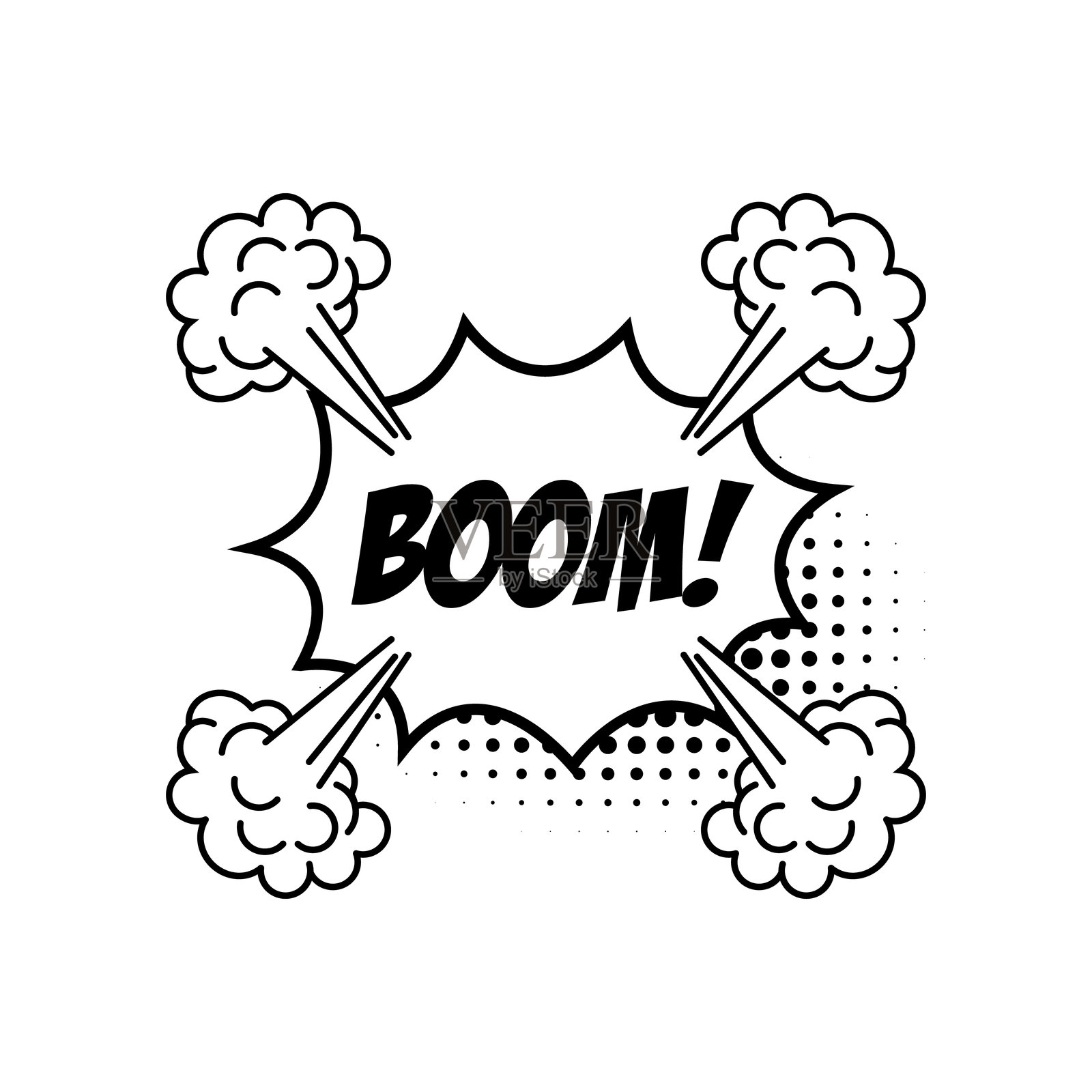 带有“Boom”文字的漫画对话框，背景为白色。插画图片素材