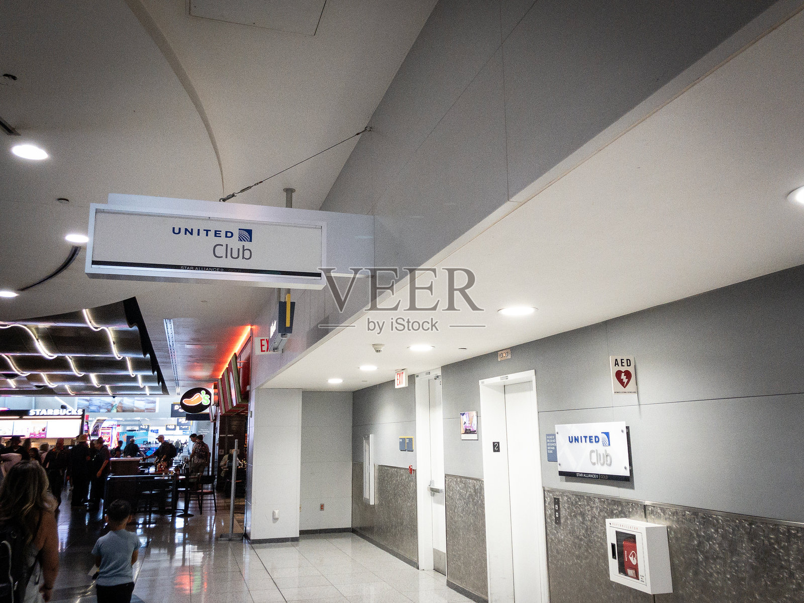 拉斯维加斯哈里·里德国际机场的联合俱乐部休息室入口。联合俱乐部是联合航空乘客的休息室。照片摄影图片