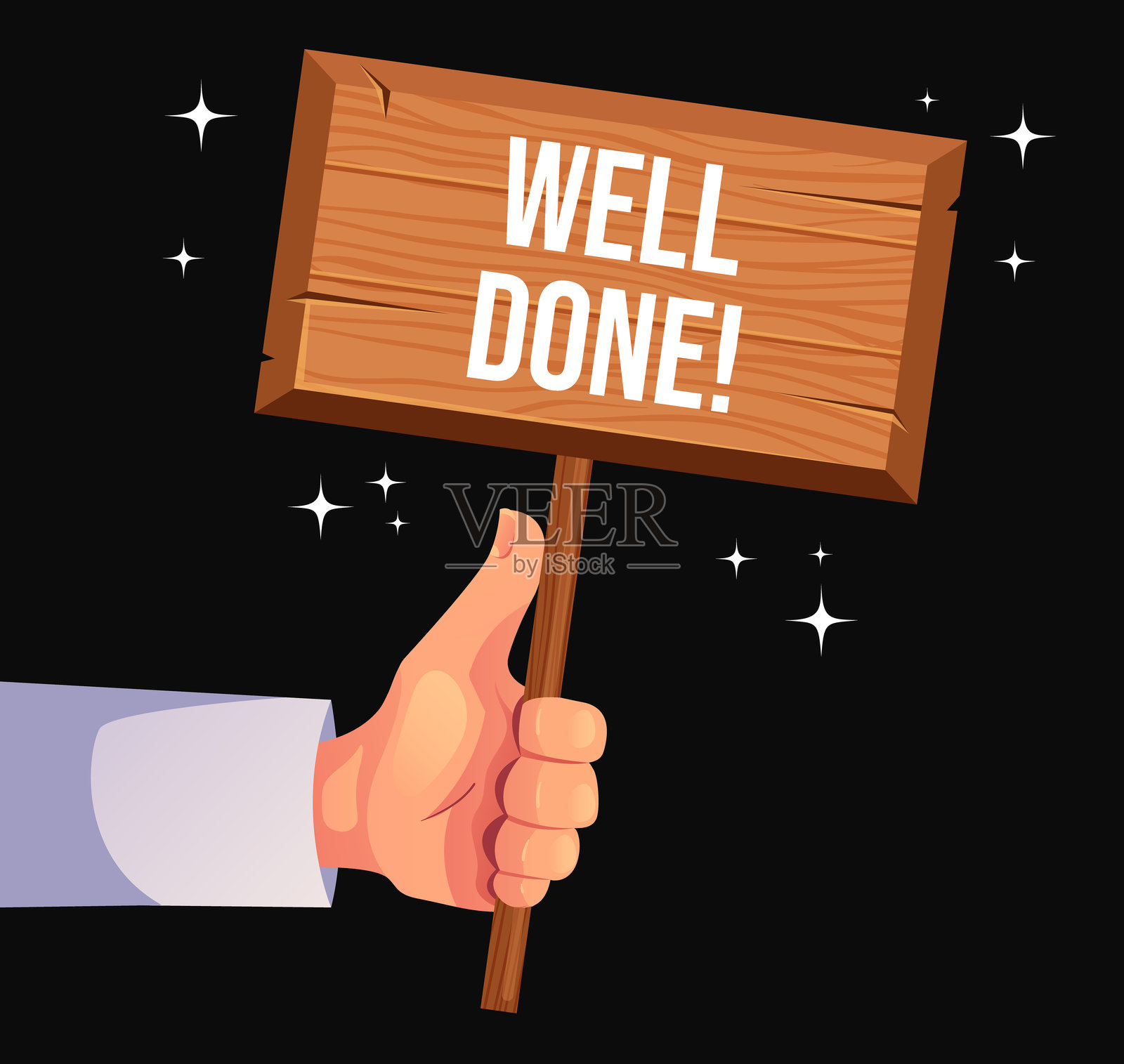 手握“做得好”横幅的孤立概念。矢量图形设计元素插图插画图片素材