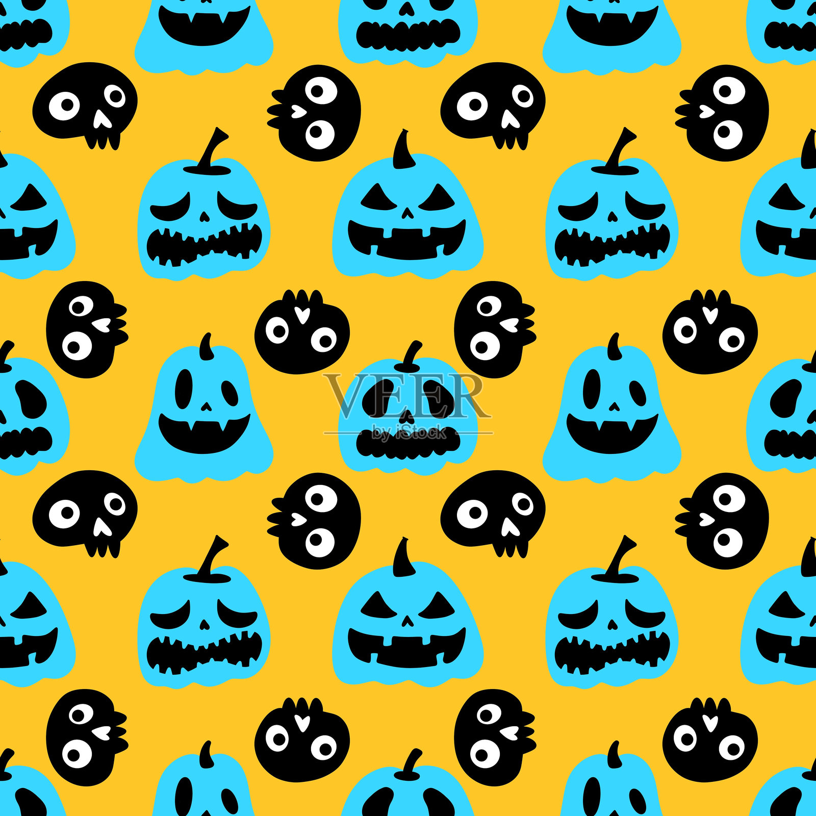 万圣节无缝南瓜图案，适用于面料、纺织品和包装照片摄影图片