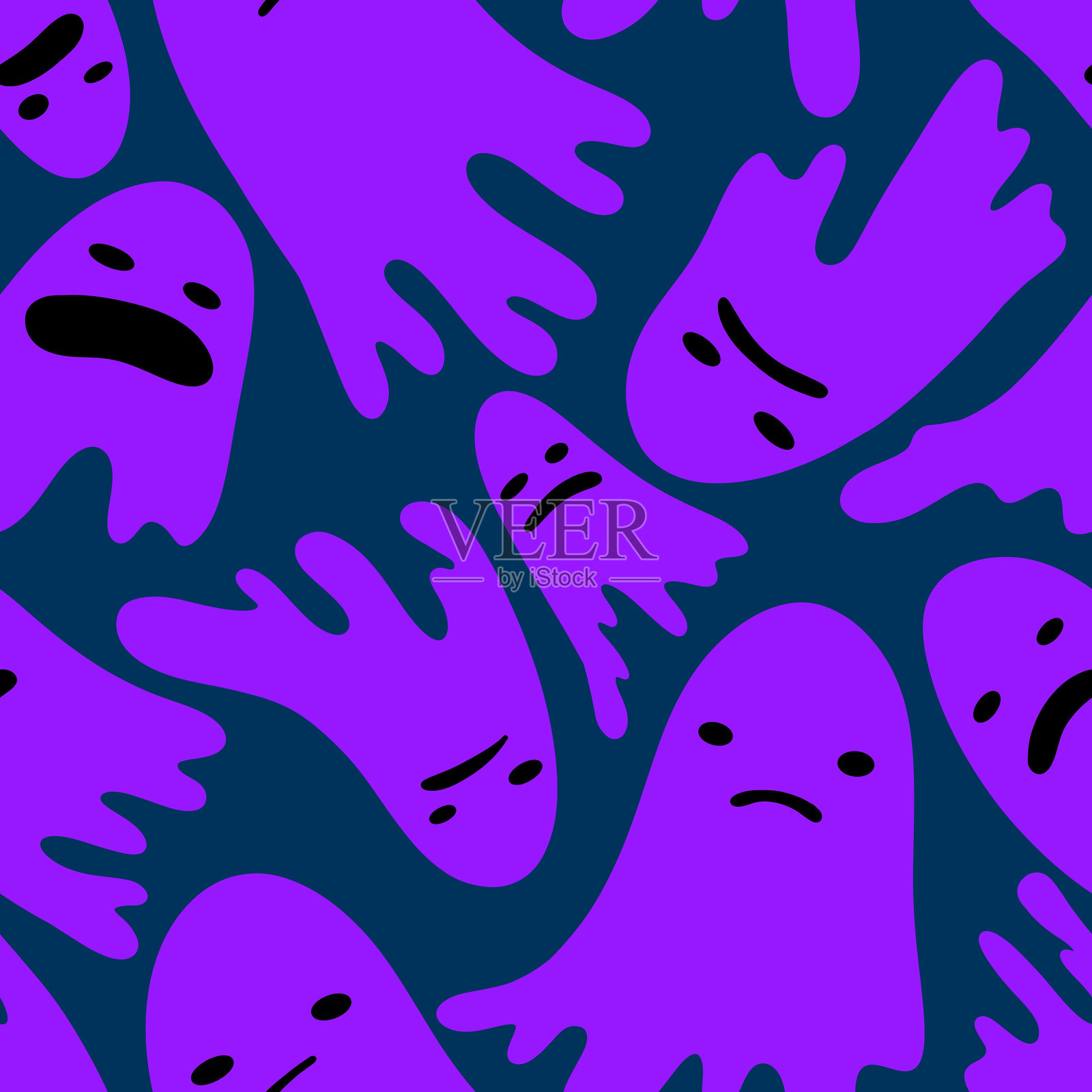 万圣节鬼魂无缝图案，适用于面料、纺织品和包装照片摄影图片