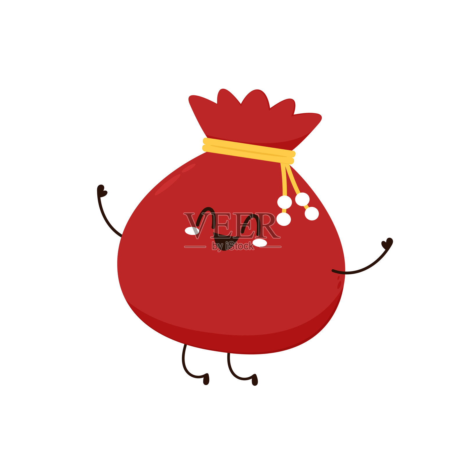 中国新年红包矢量图。中国钱袋矢量图。扁平化长阴影设计。字“福”意味着好运。插画图片素材