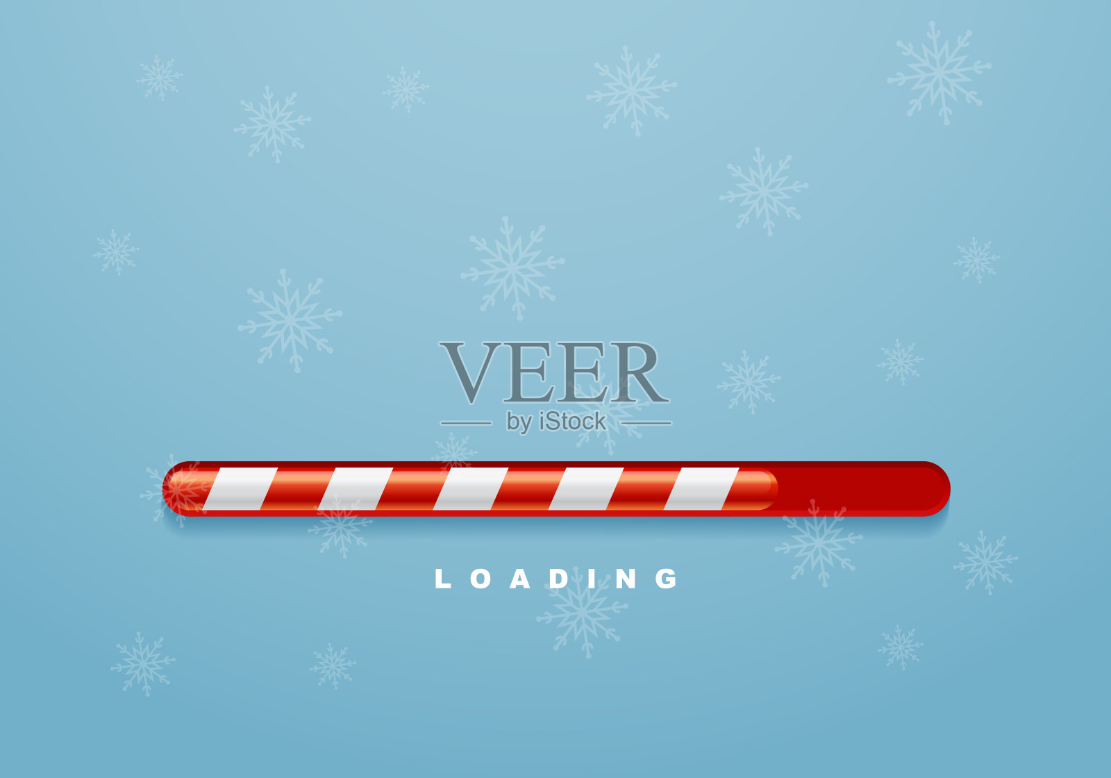 圣诞节正在加载。带有阴影和糖果手杖图案的加载条。矢量插图。插画图片素材