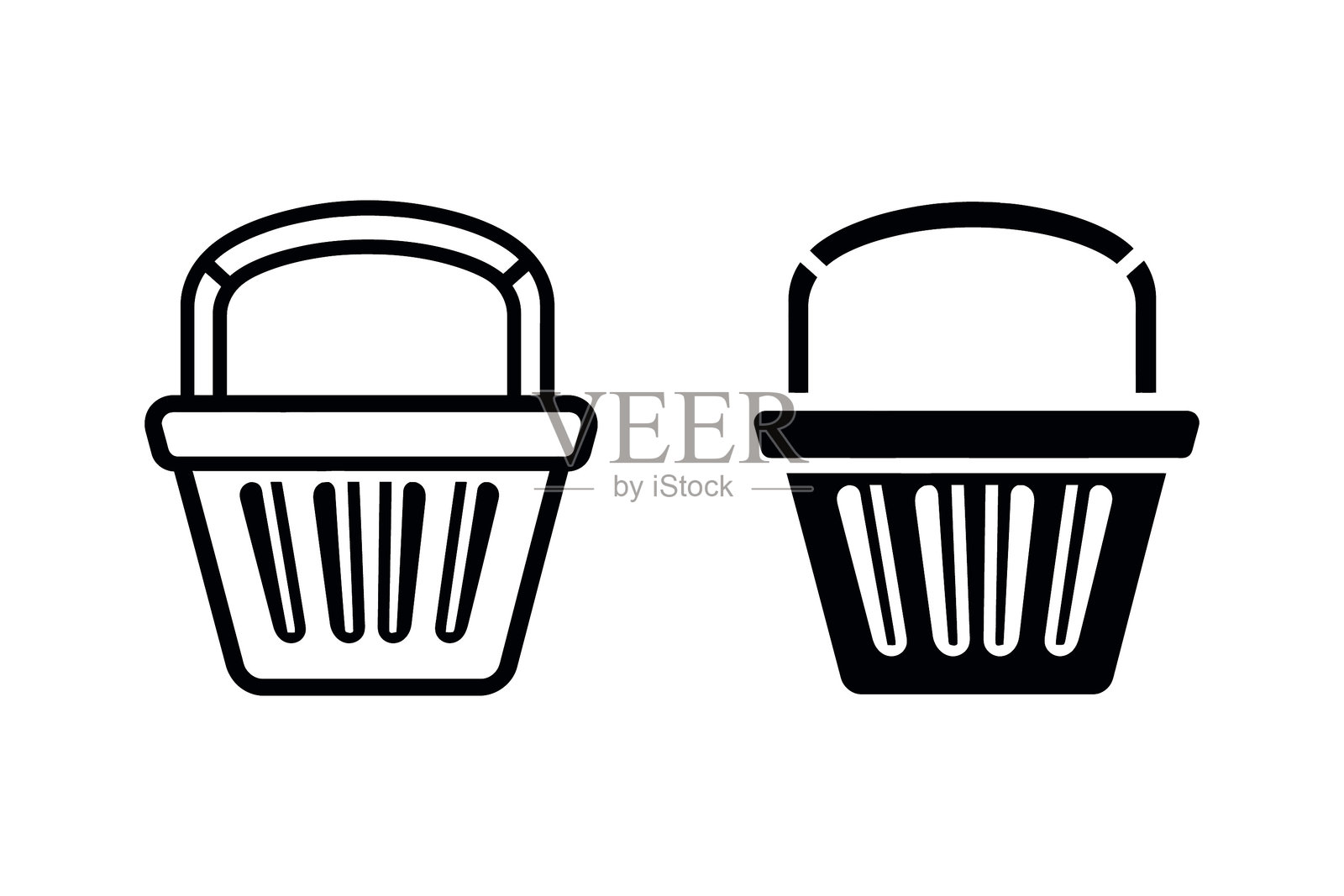 购物篮图标轮廓剪影。设计用的购物篮图标。插画图片素材