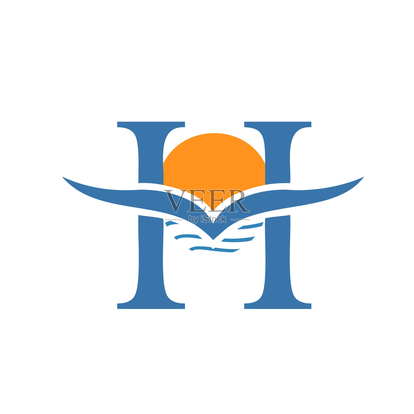现代海岸商业logo设计，字母H插画图片素材