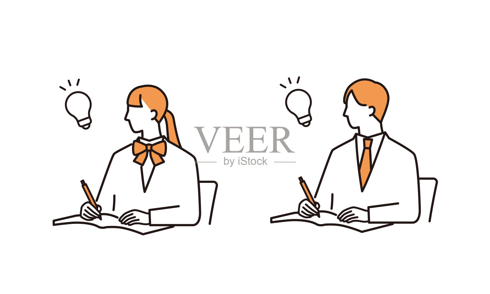 身穿校服的学生。学习带来灵感。插画图片素材