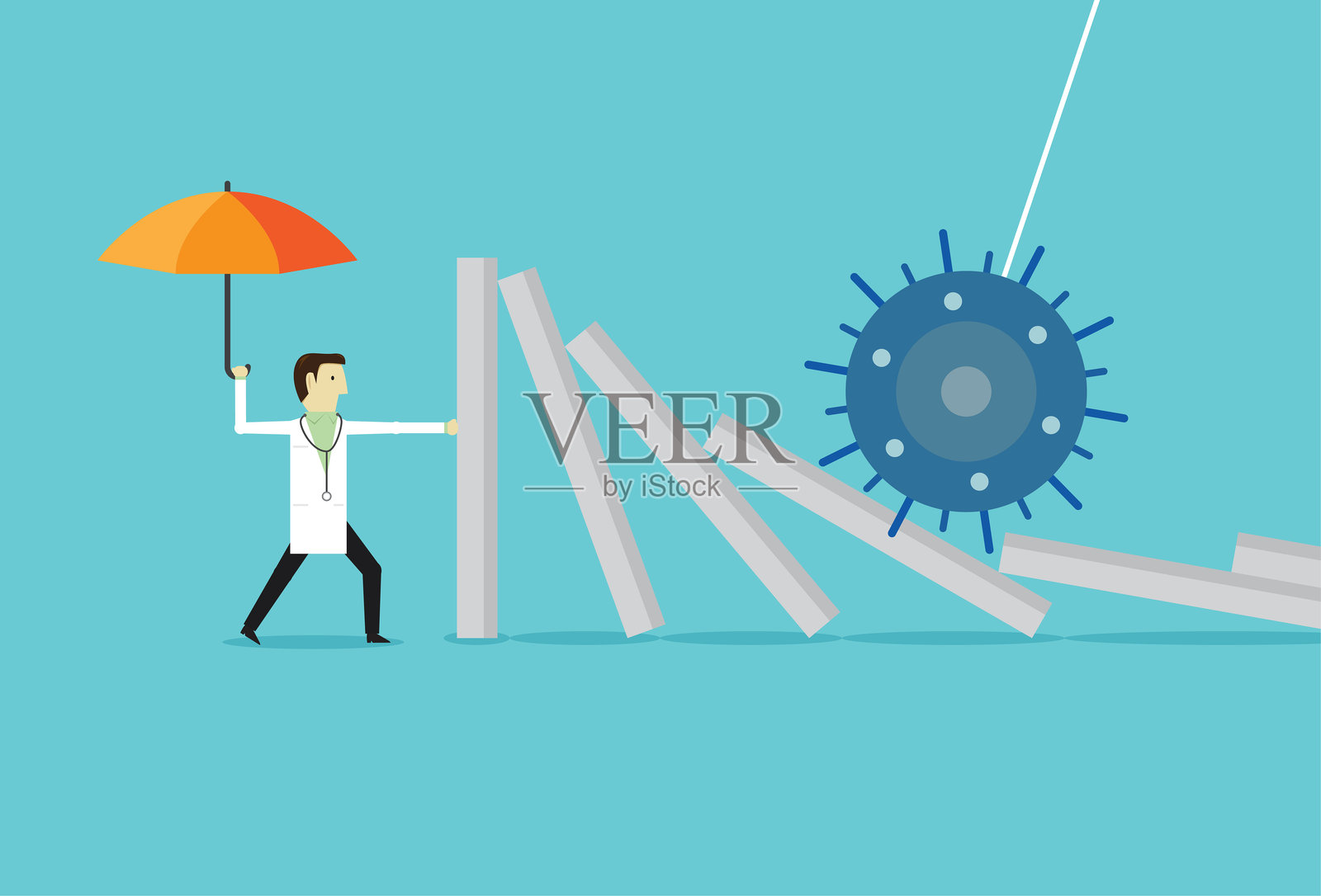 停止多米诺骨牌效应插画图片素材