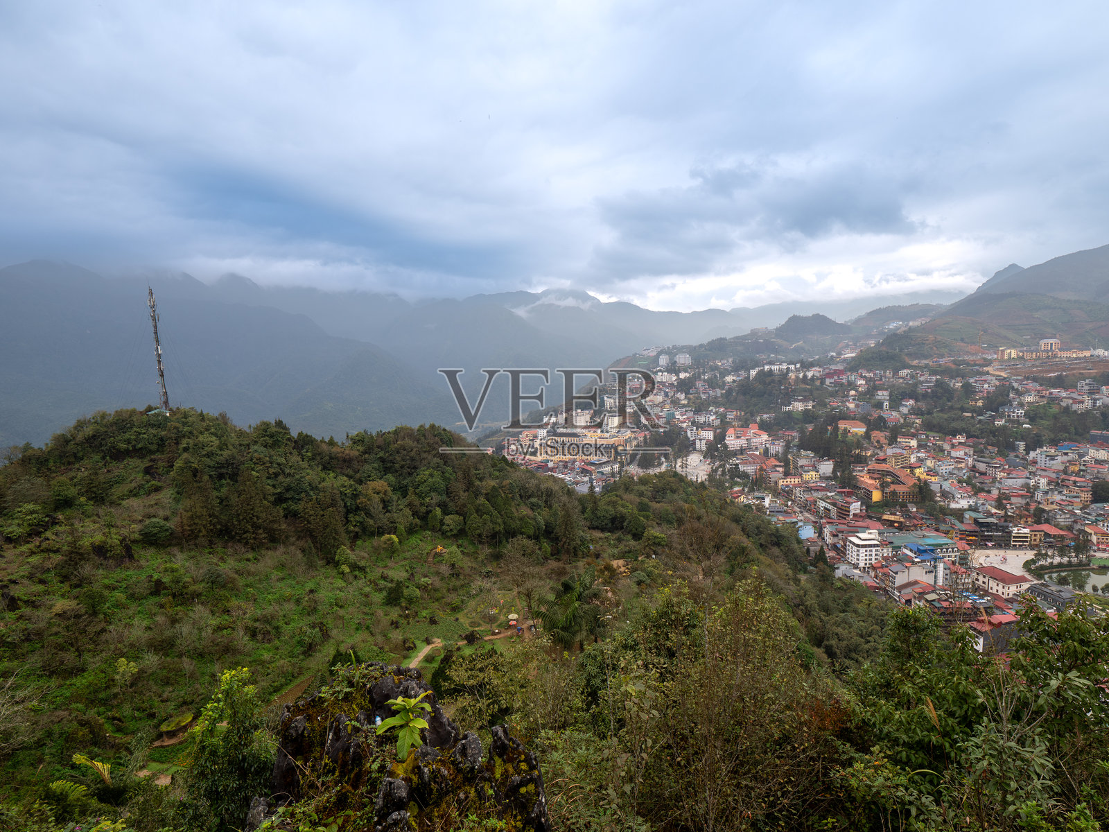越南沙巴山上的小屋照片摄影图片