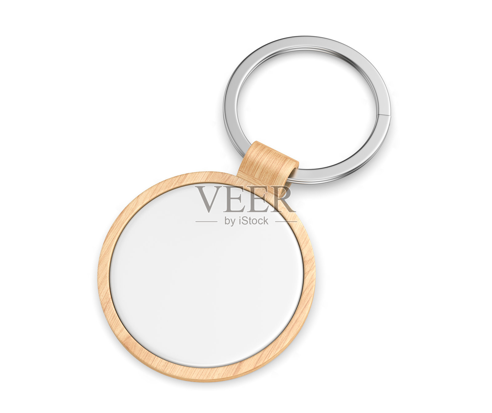 空白金属钥匙圈，银色，切割，行李标签。照片摄影图片