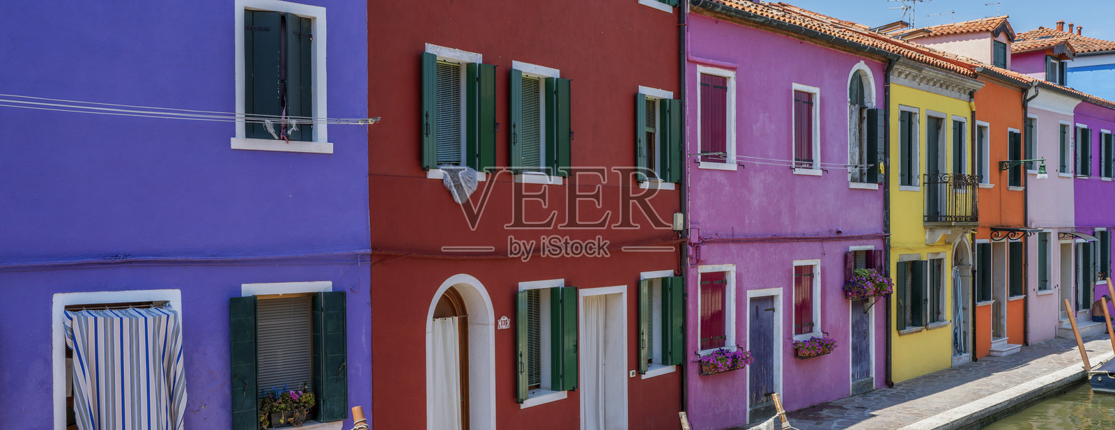 威尼斯布拉诺岛的著名景观照片摄影图片