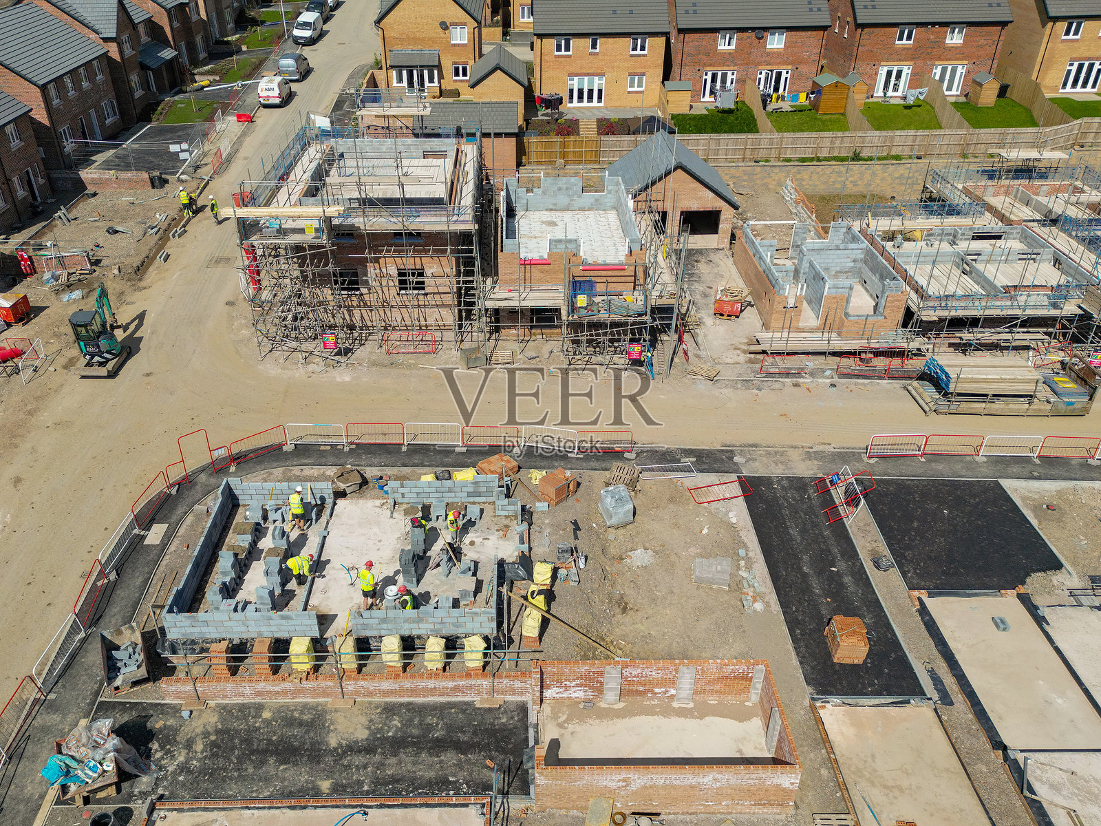 南威尔士新住宅开发项目鸟瞰图照片摄影图片