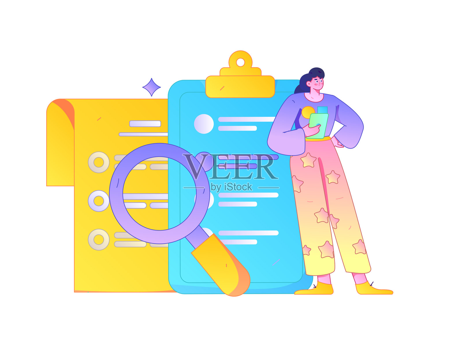 进行工作面试的人员扁平矢量概念操作手绘插图插画图片素材