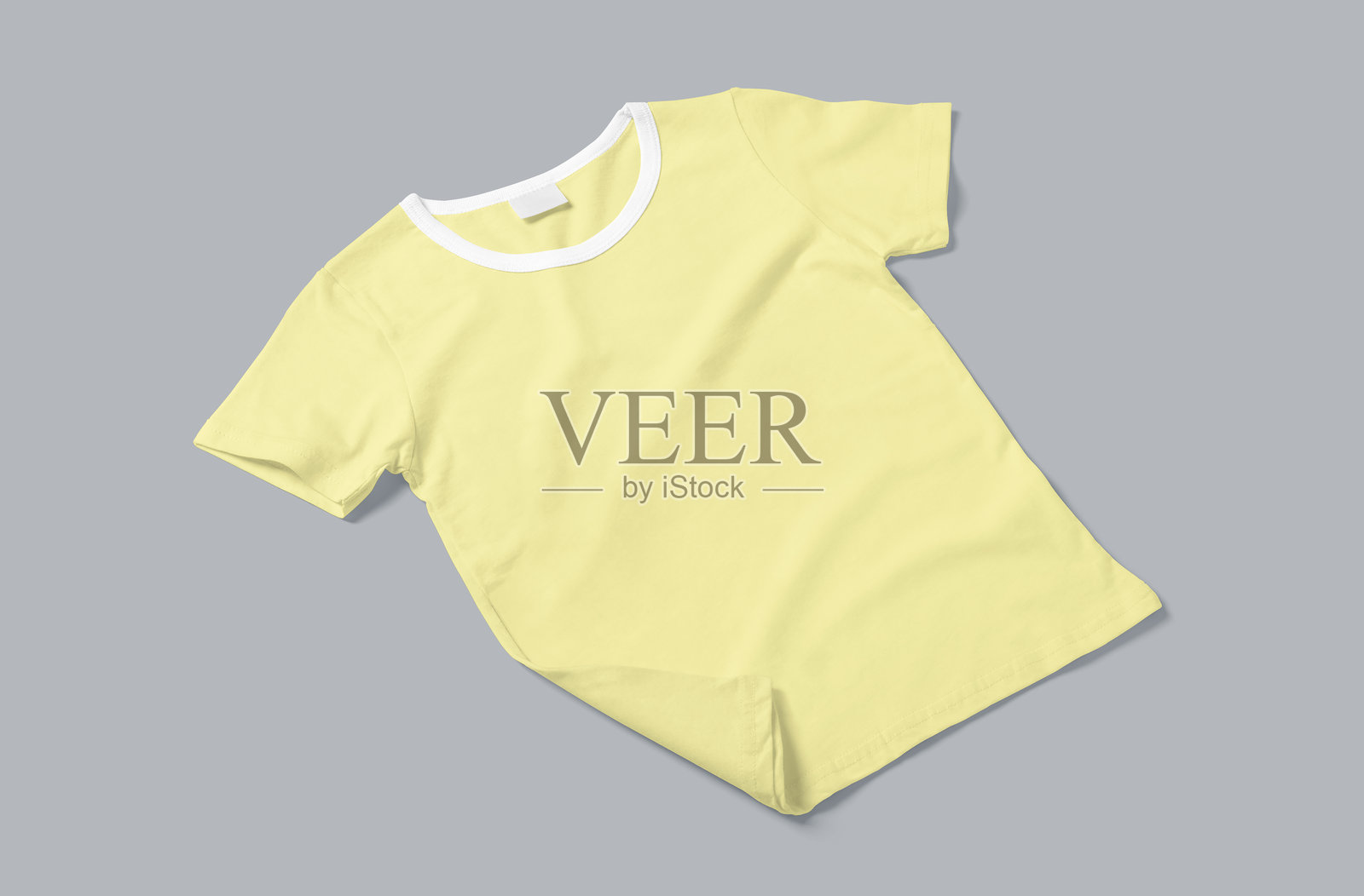 儿童男女通用基础款纯色T恤，白色棉质照片摄影图片