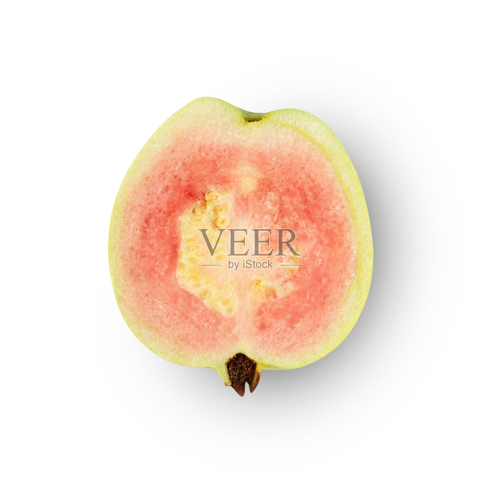 粉红番石榴，白色背景，带有剪切路径，景深清晰照片摄影图片