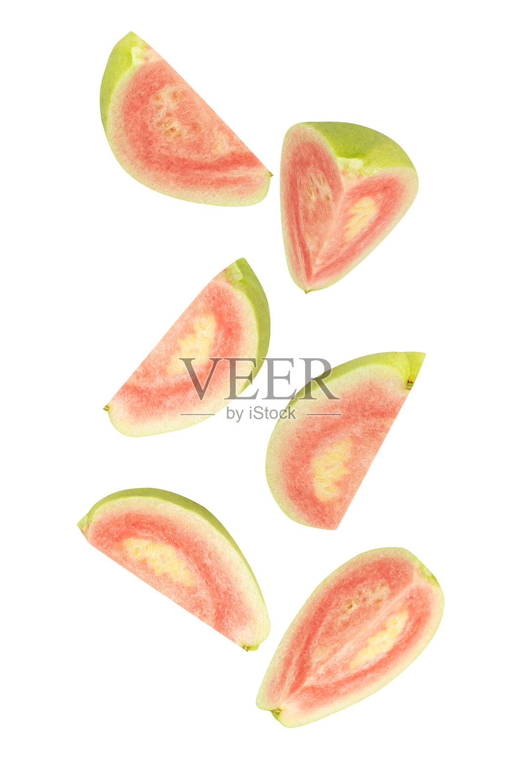 粉红番石榴在白色背景上孤立，带有剪切路径，景深完整照片摄影图片