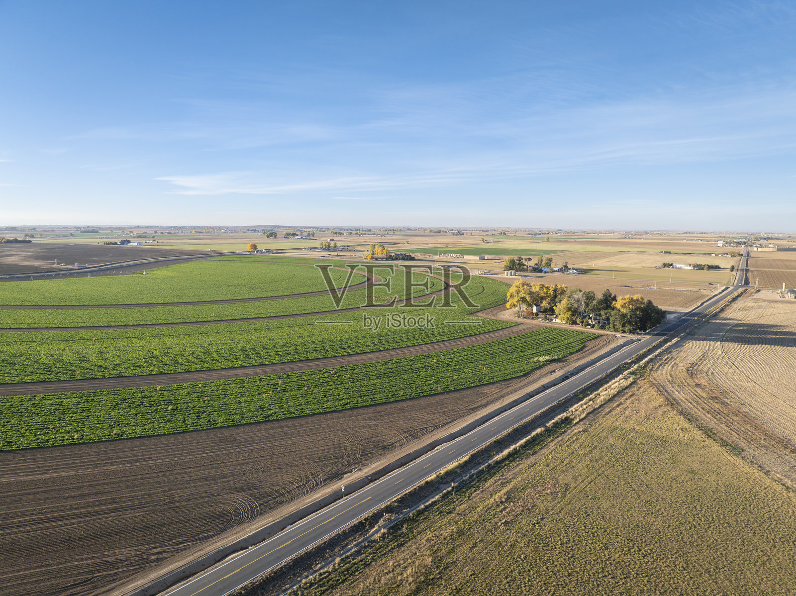 科罗拉多州东北部伊顿附近的乡村风景，鸟瞰图照片摄影图片