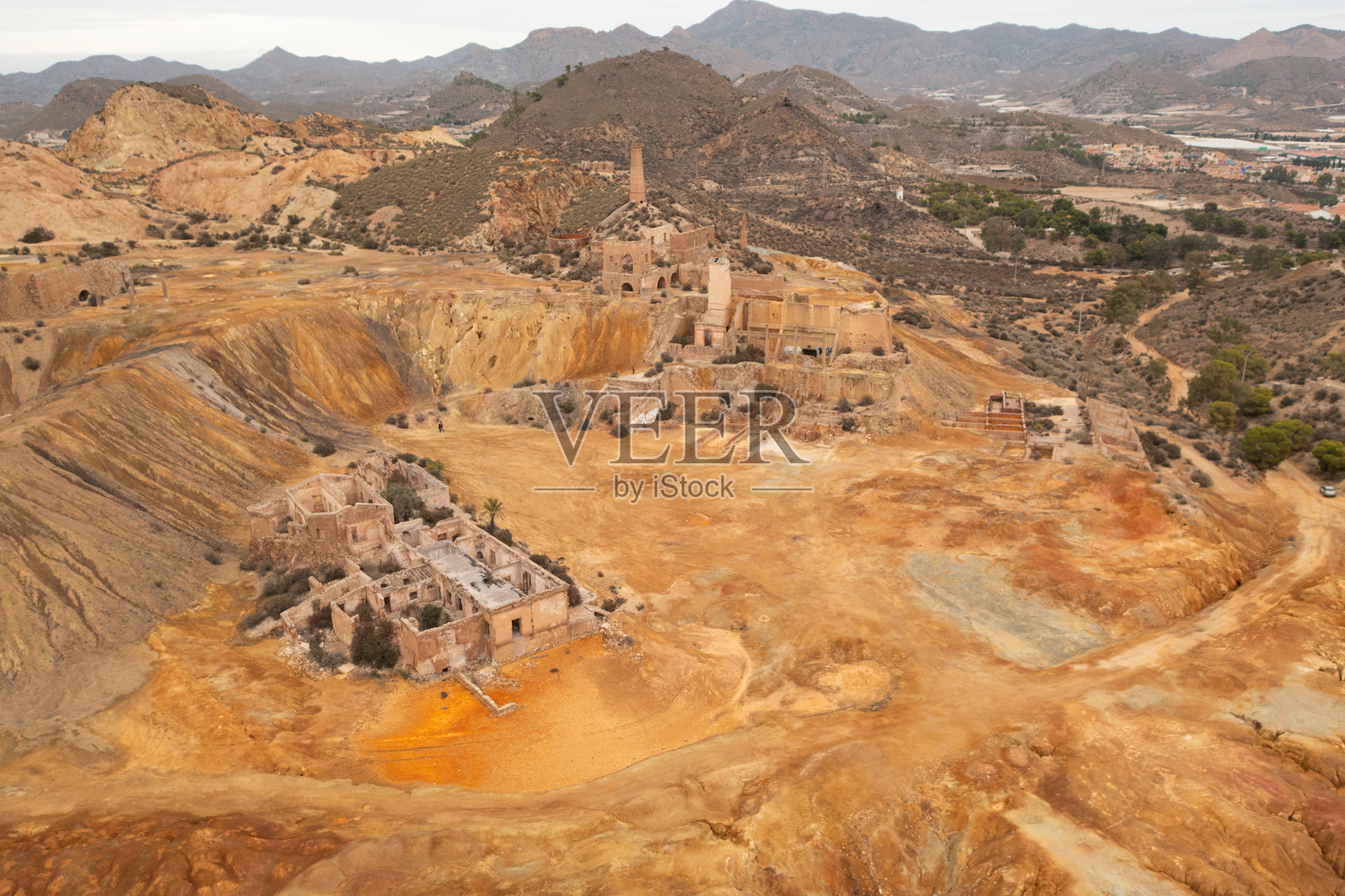 马萨隆矿区的鸟瞰图。照片摄影图片