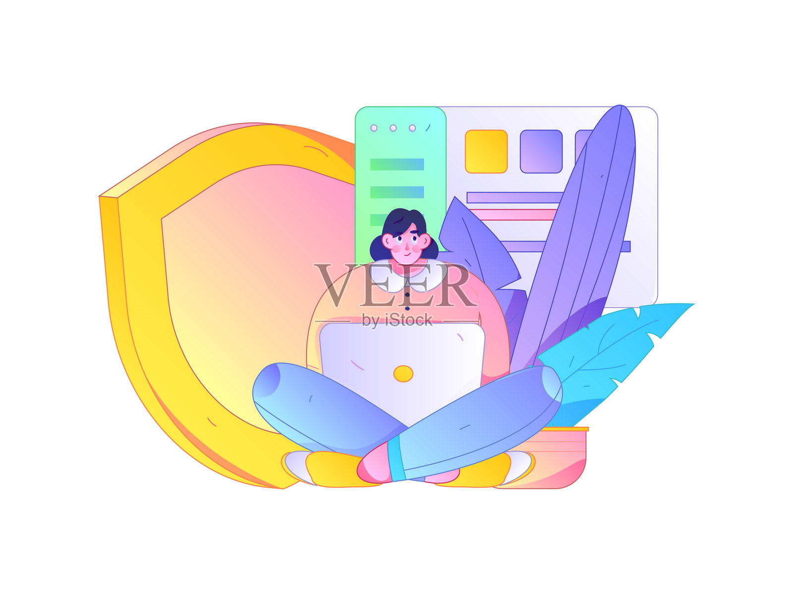 商业网络安全角色扁平矢量概念操作手绘插图插画图片素材