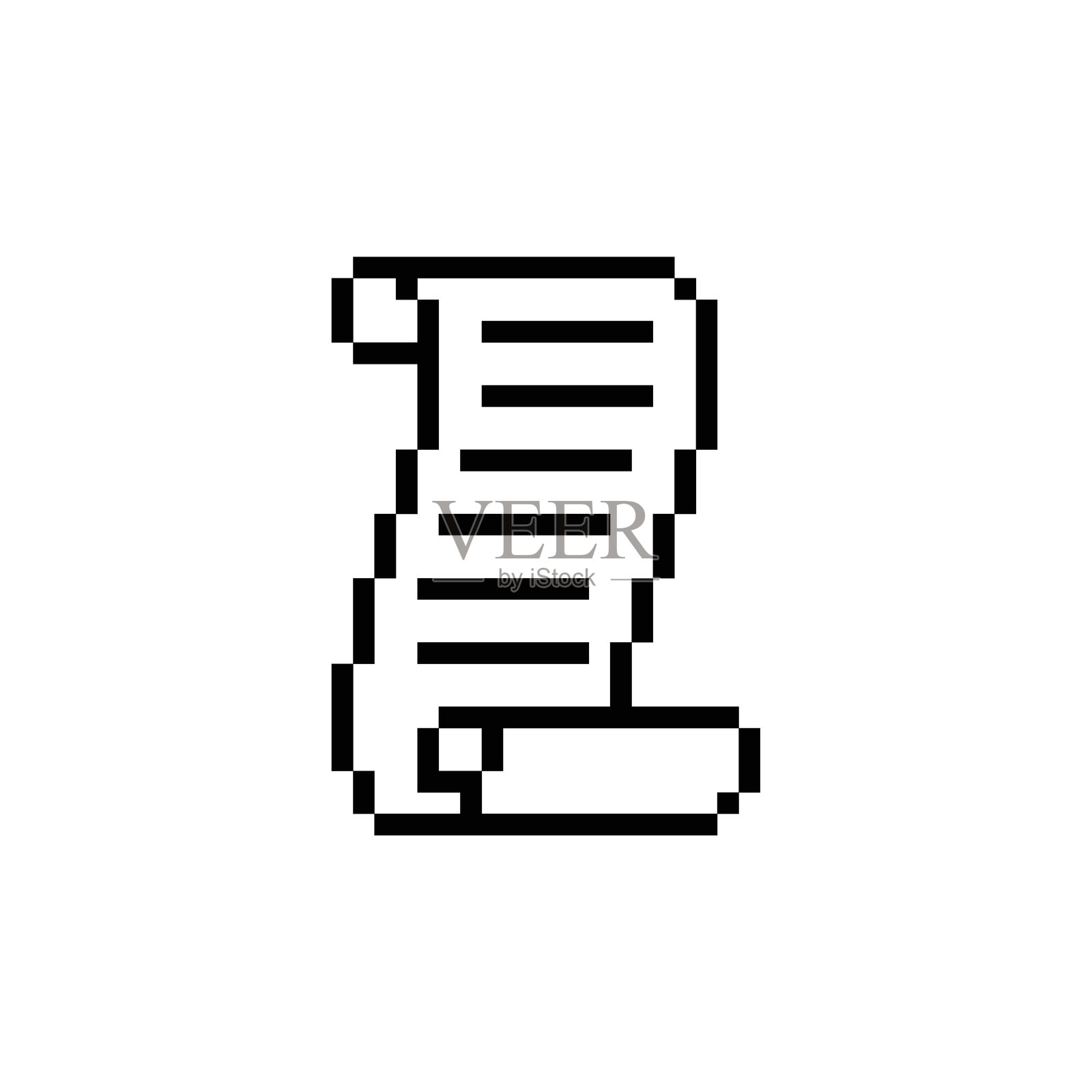 像素滚动纸图标。游戏用的8位像素艺术苏瓦纸标志插画图片素材