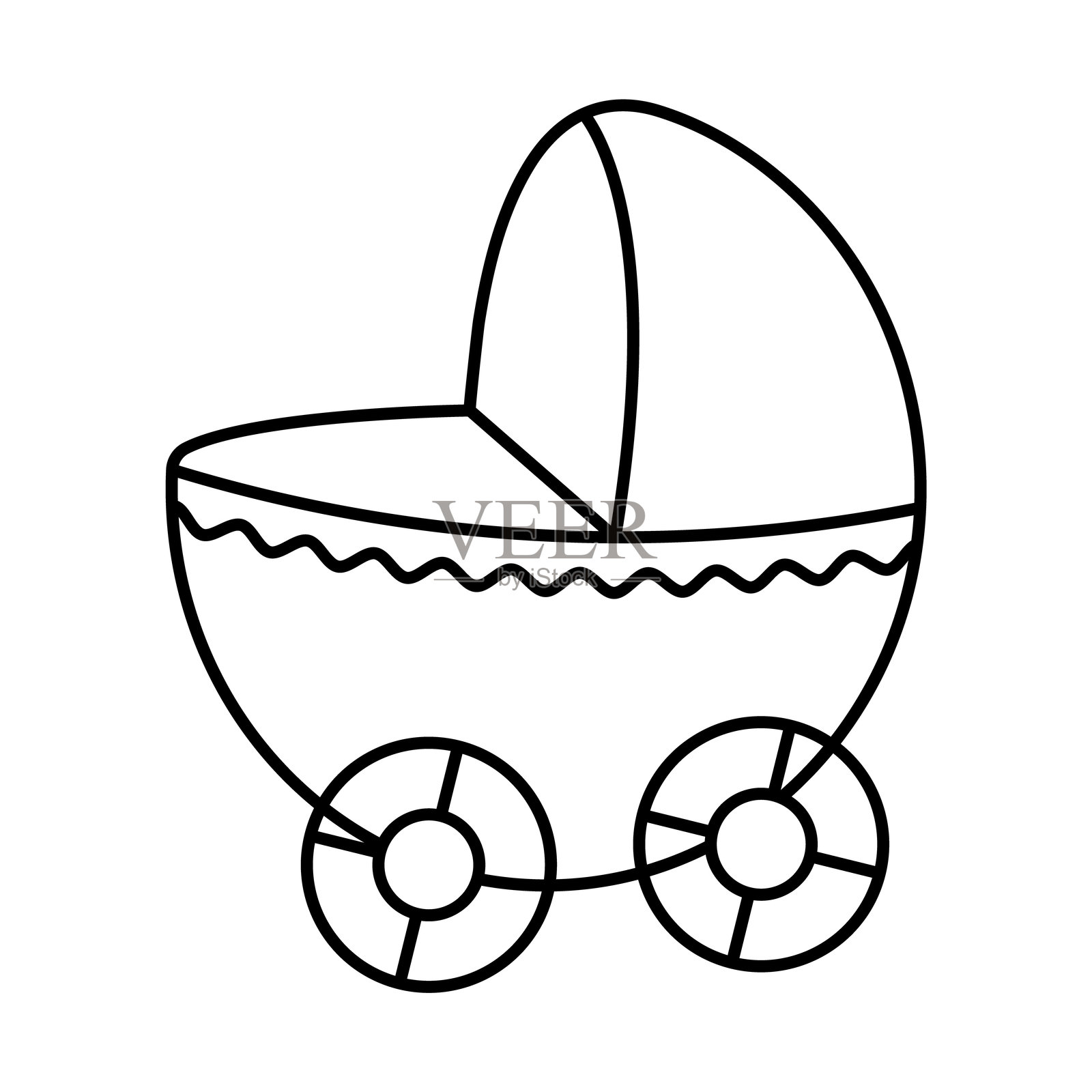 婴儿车轮廓矢量插图插画图片素材