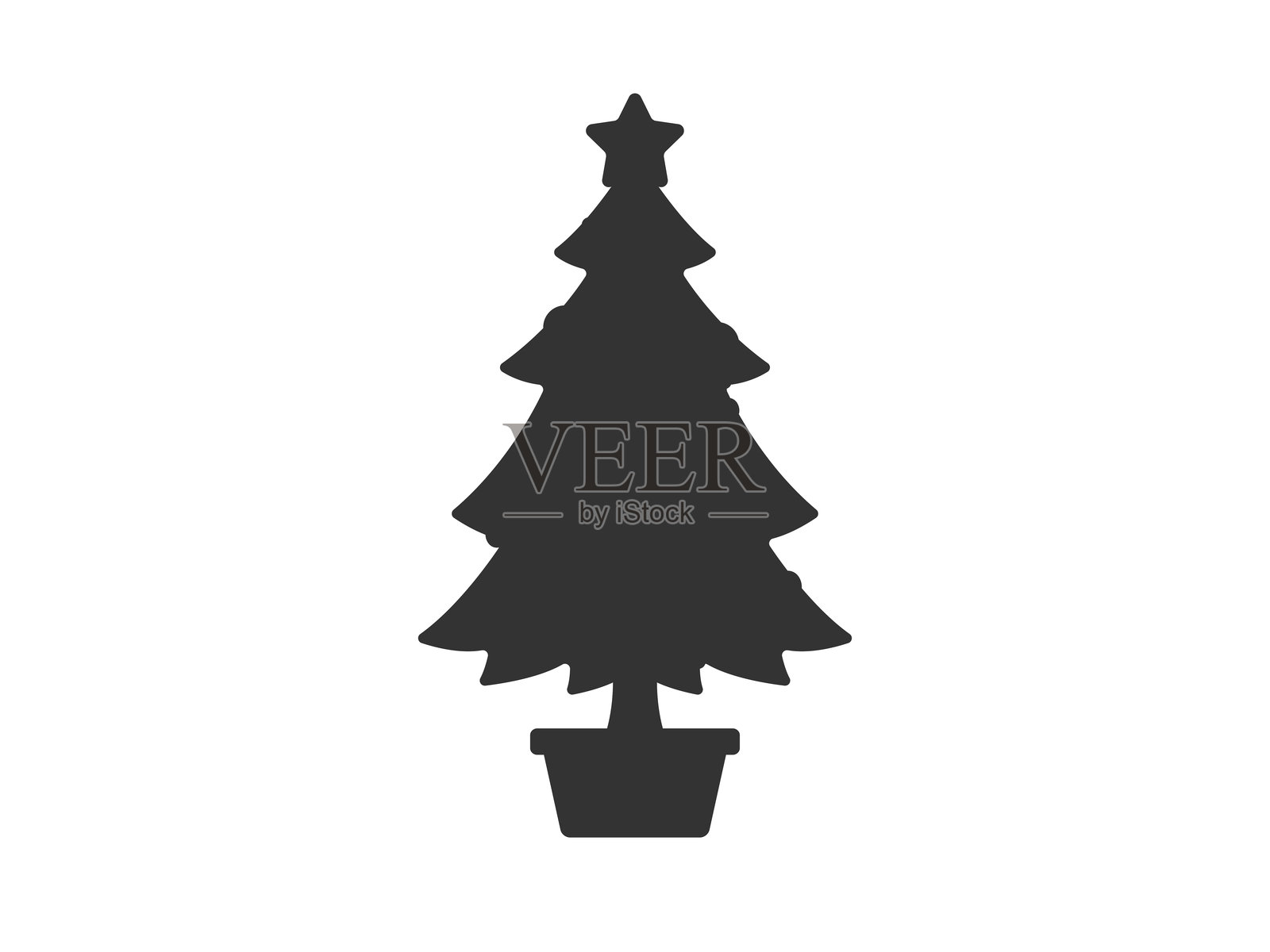 圣诞树冷杉树剪影插图。插画图片素材