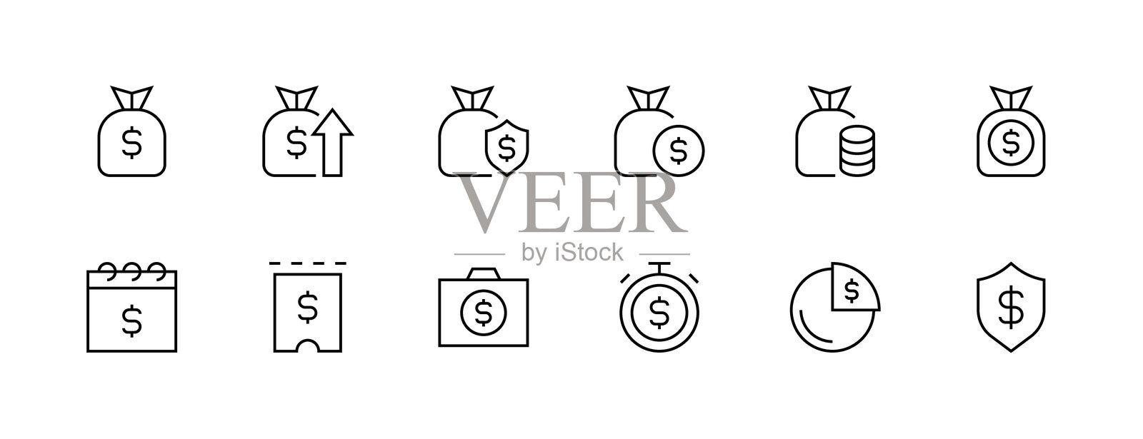 货币图标集。插画图片素材