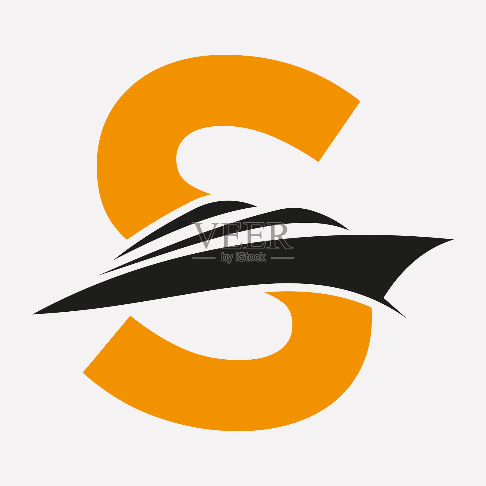 初始字母S的水手船标志设计概念，带有船只符号插画图片素材