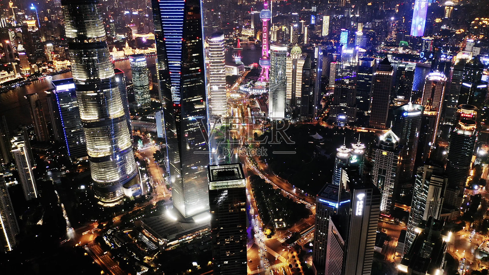 中国上海陆家嘴的航拍摄影照片摄影图片