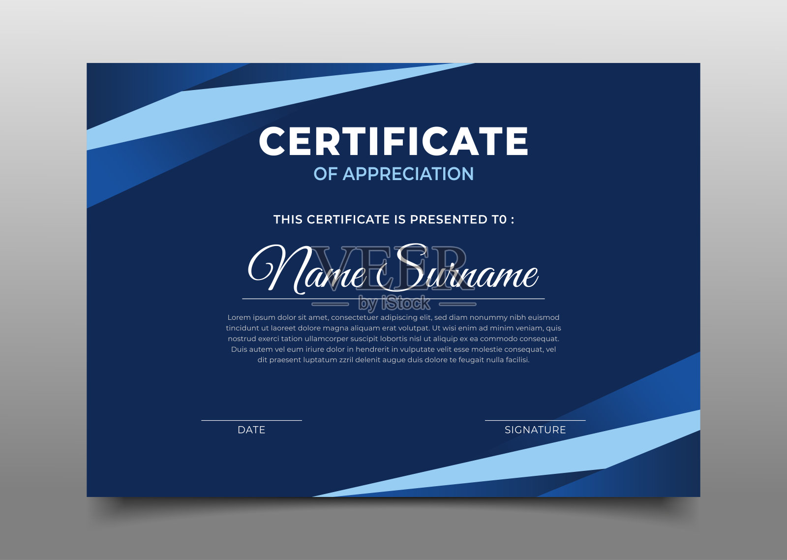 优雅的深蓝色证书商业模板设计系列插画图片素材