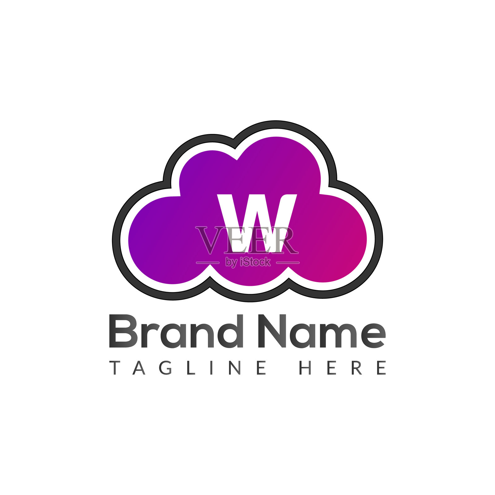 现代字母W的抽象初始字母标志设计插画图片素材