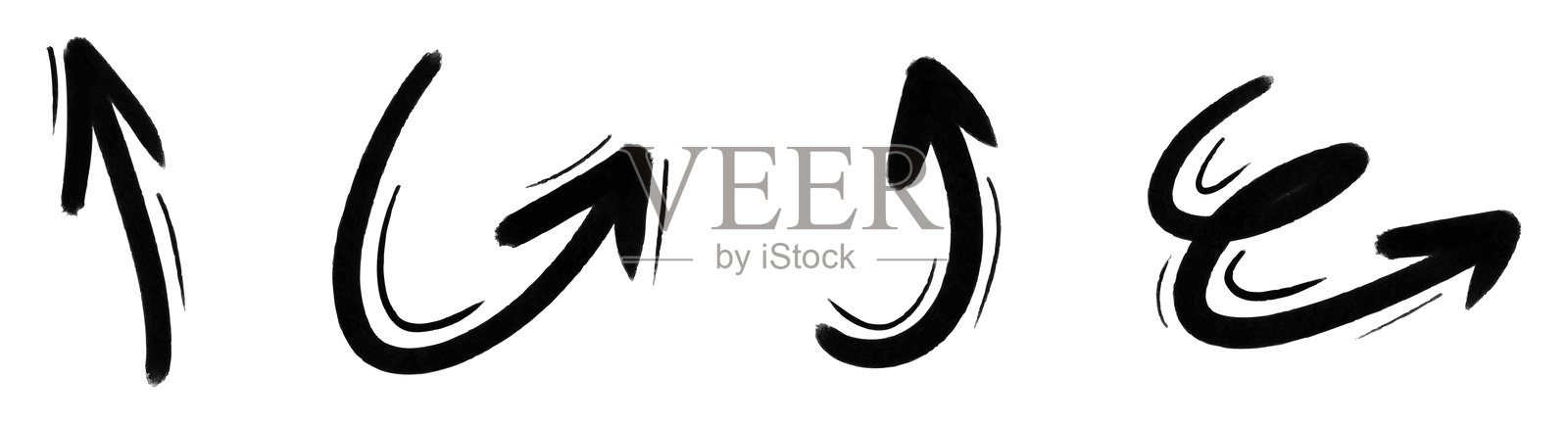 设计用的白色背景上的风格化手绘箭头插画图片素材