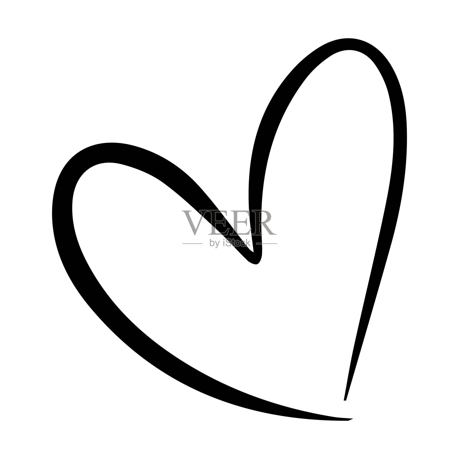 心形符号图标，手绘的爱情和浪漫涂鸦艺术元素插画图片素材