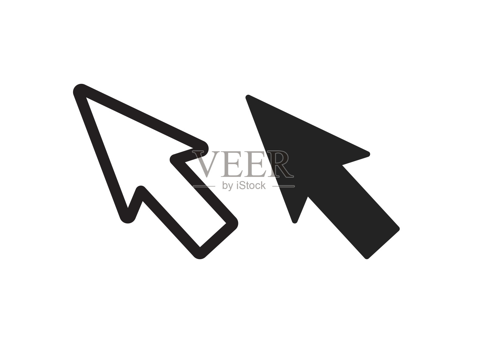 光标箭头图标 - 轮廓和实心样式插画图片素材